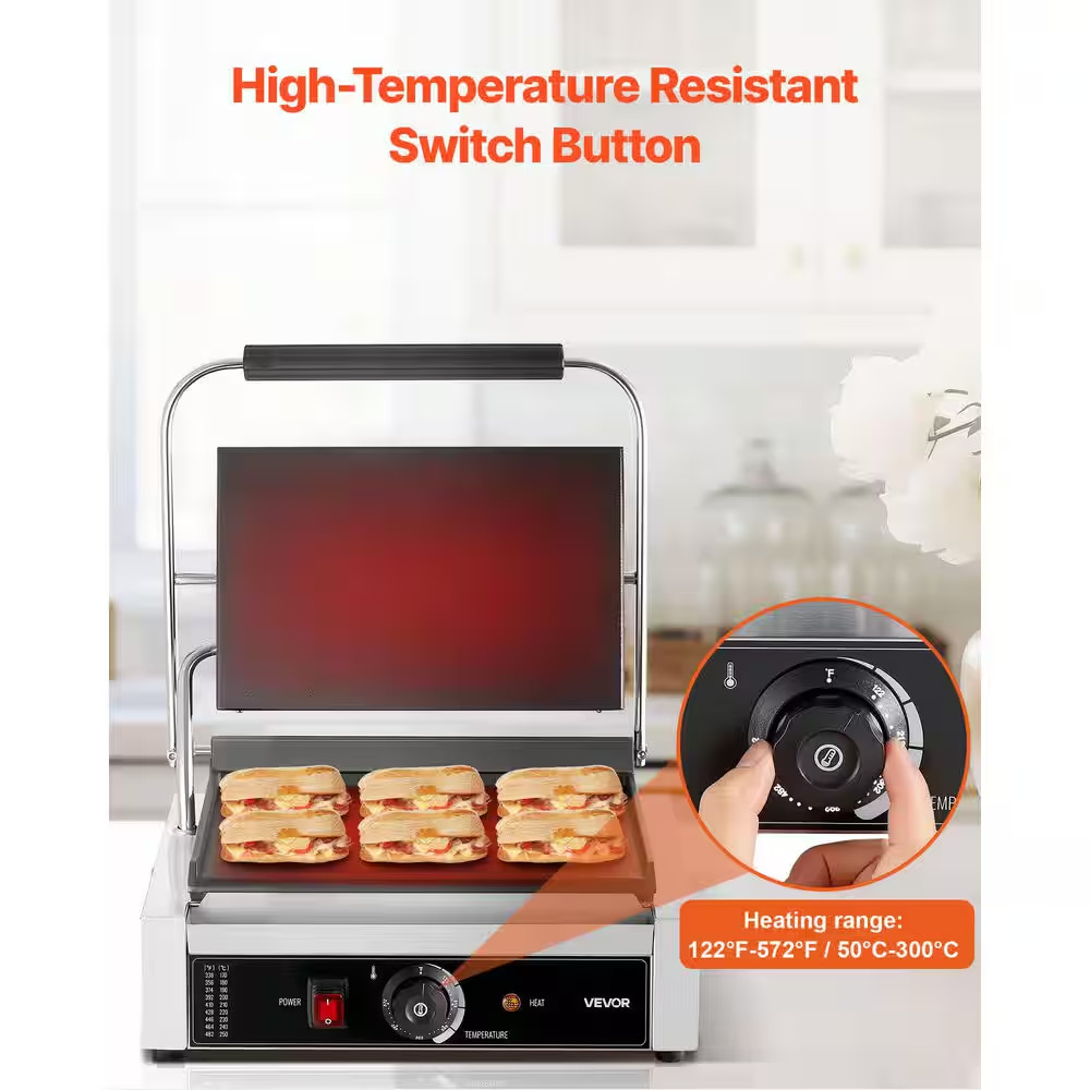 Commercial Panini Grill 1,800 W Small Electric Product Type Sandwich Maker with