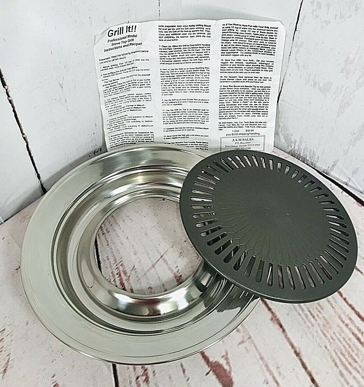 Smokeless “Grill It” Stove Top Indoor Grill Compact Kitchen Cooking Silver 614A2
