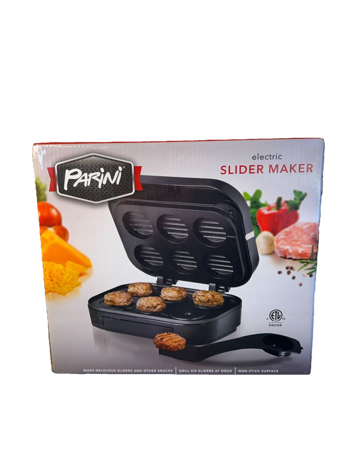 Parini Electric Slider Maker Non Stick Surface Grills 6 Sliders-NIB