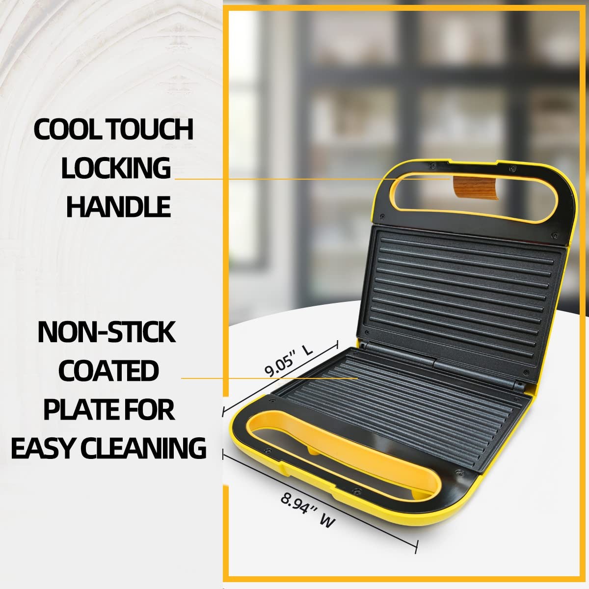 Electric Indoor Grill Panini Press 2 Serving Capacity – Nonstick Plates