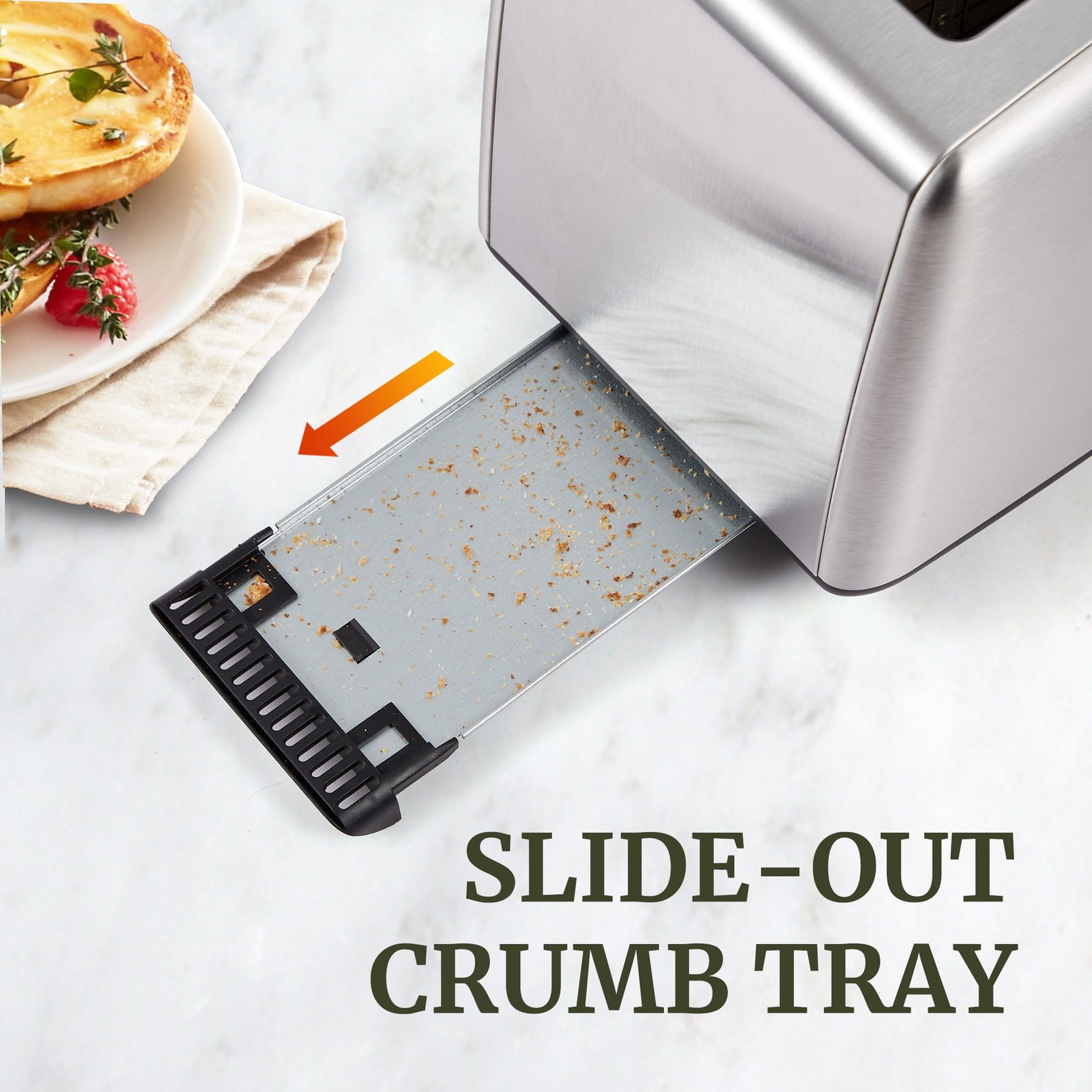 Elite Gourmet 2-Slice Digital Toaster, Touch Control, Gloss Black, Defrost