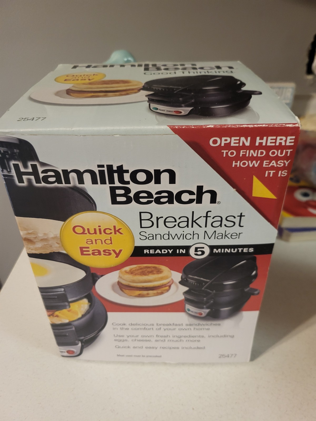 New Hamilton Beach Quick & Easy Breakfast Sandwich Maker Black #25477