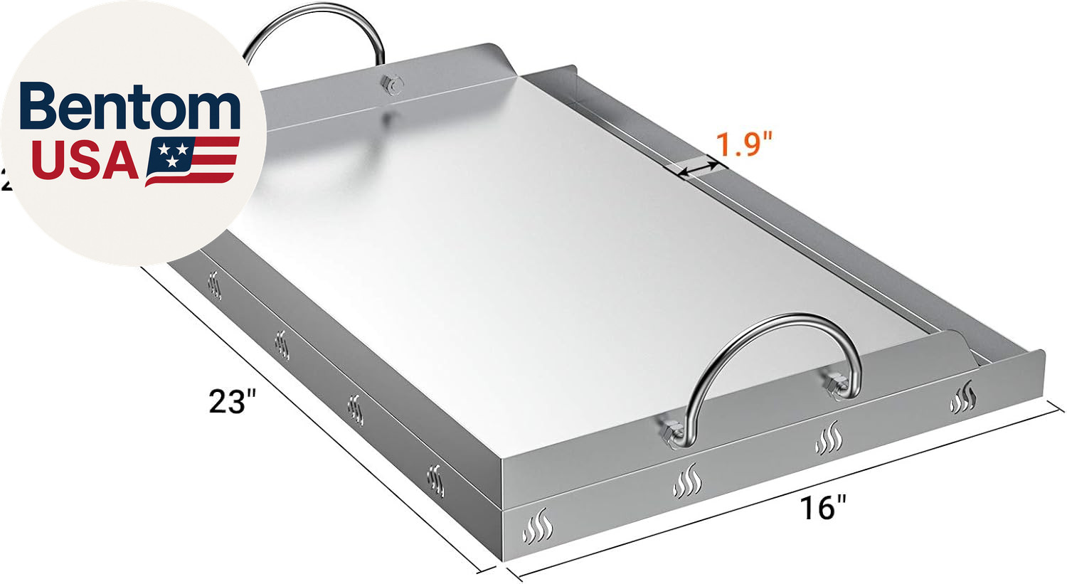 Only Fire Universal Stainless Steel Cooking Griddle, Flat Top Plate Insert with