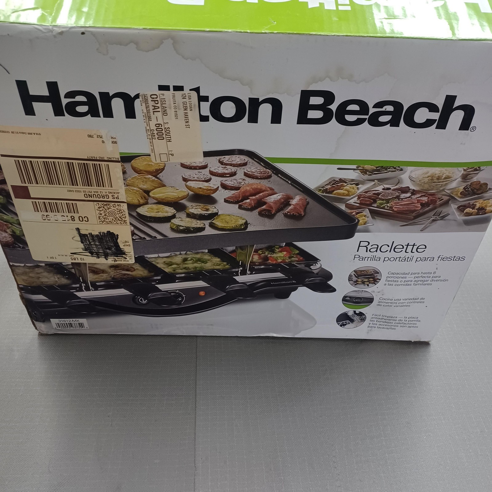 Hamilton Beach Raclette Grill 31612-MX Black Portable Party Grill 1300W Nonstick