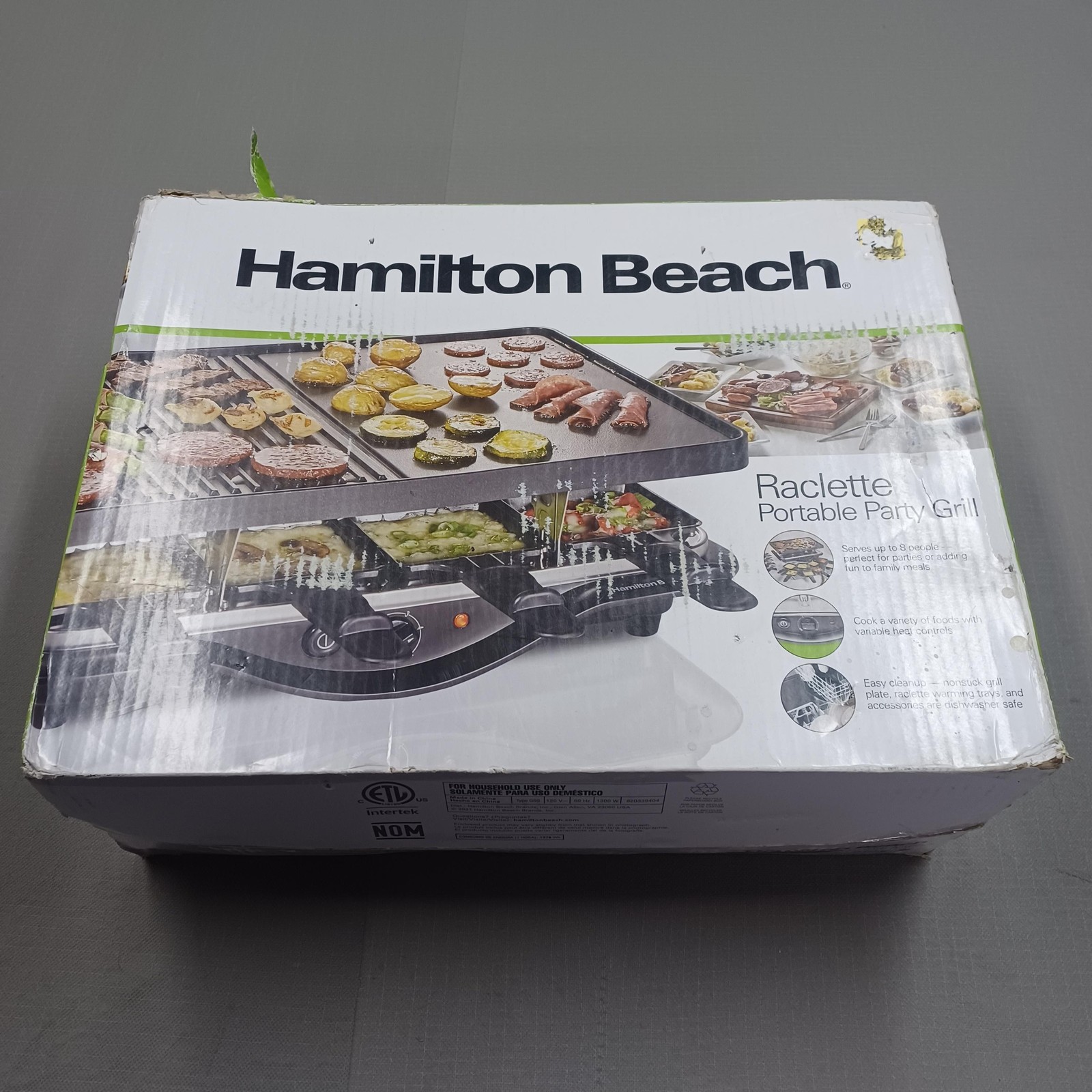 Hamilton Beach Raclette Grill 31612-MX Black Portable Party Grill 1300W Nonstick