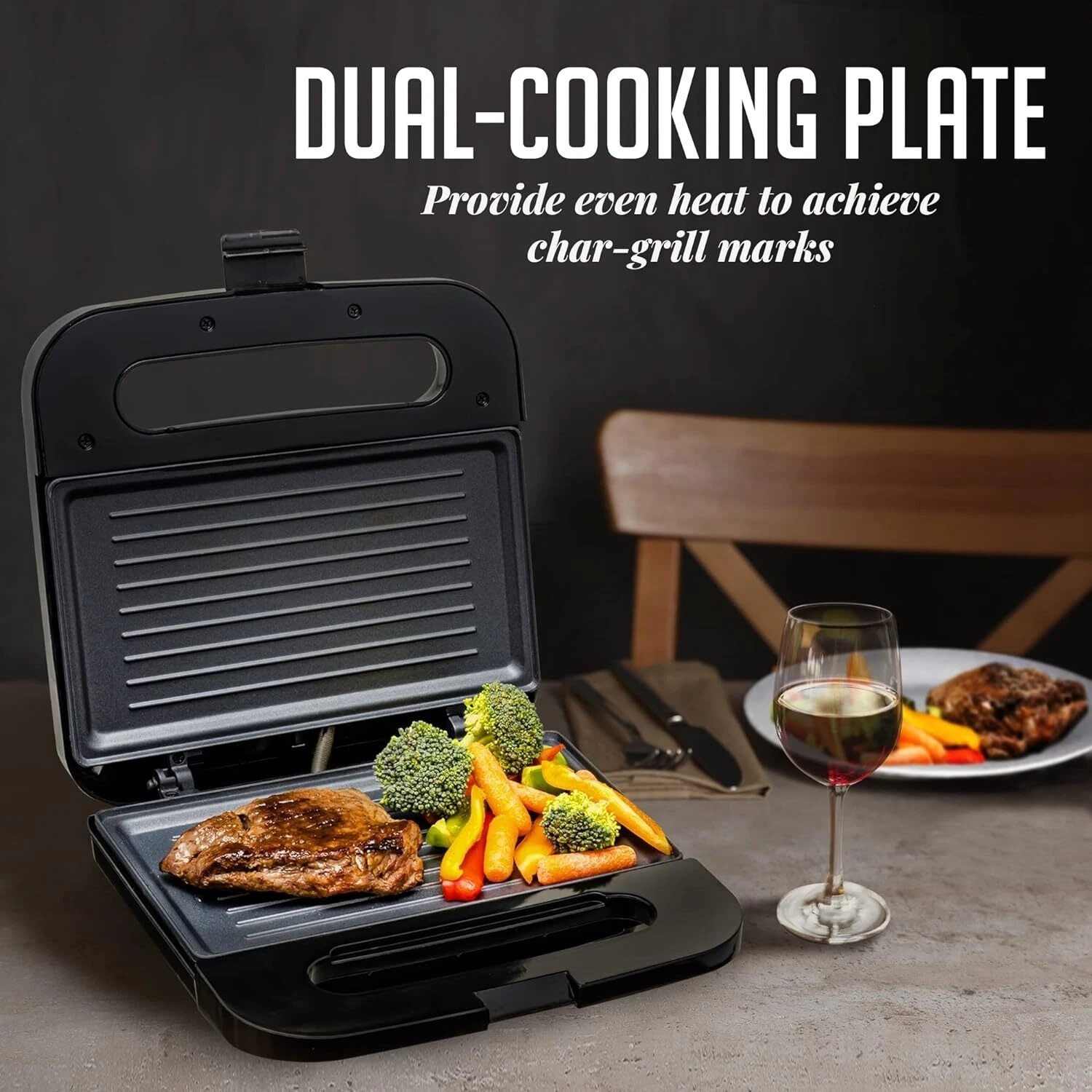 Electric Panini Press Non-Stick Plate, Compact Breakfast Sandwich Maker & Grill