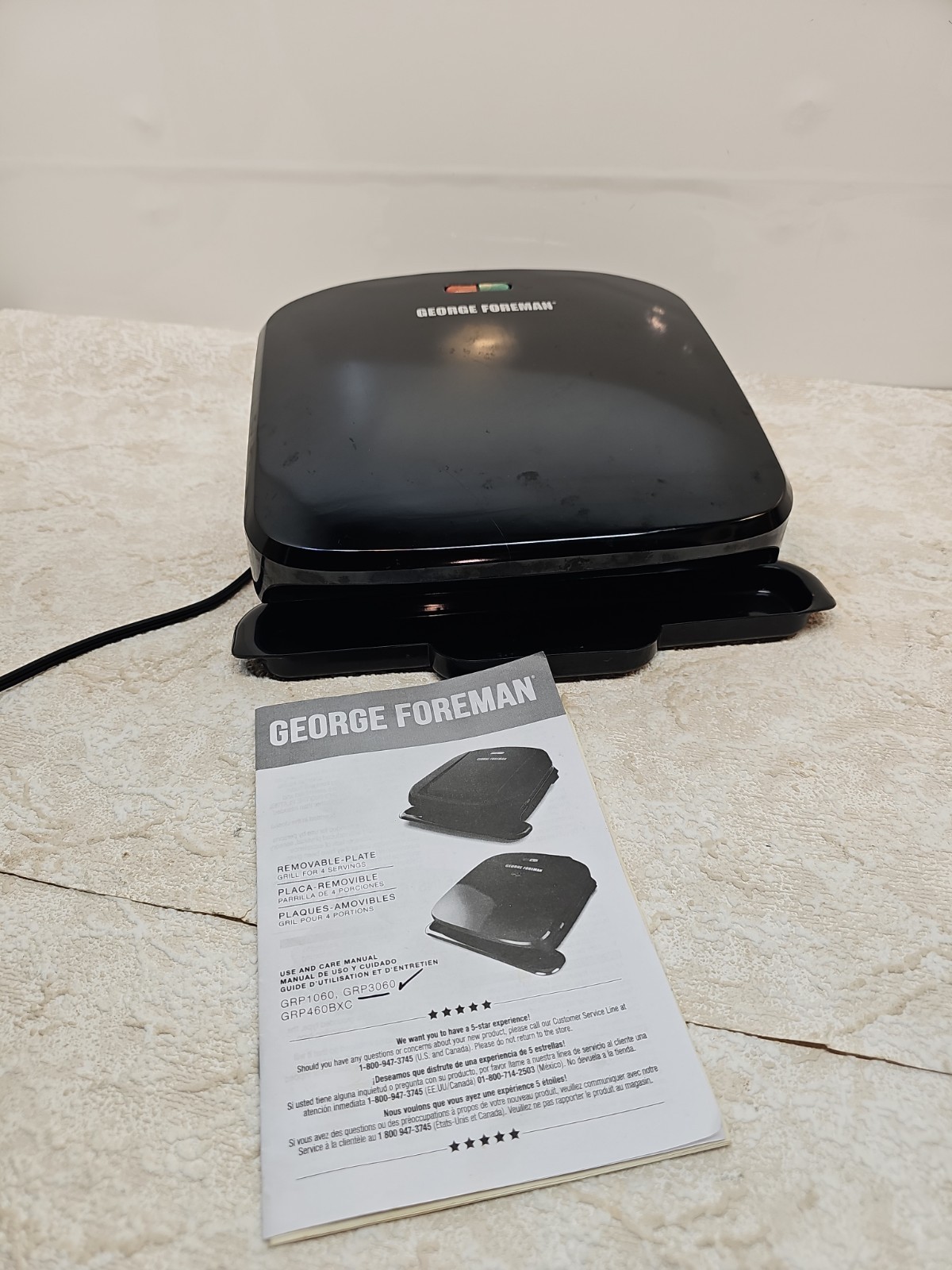 George Foreman 4 Servings Removable Plate Electric Indoor Grill/Panini Press