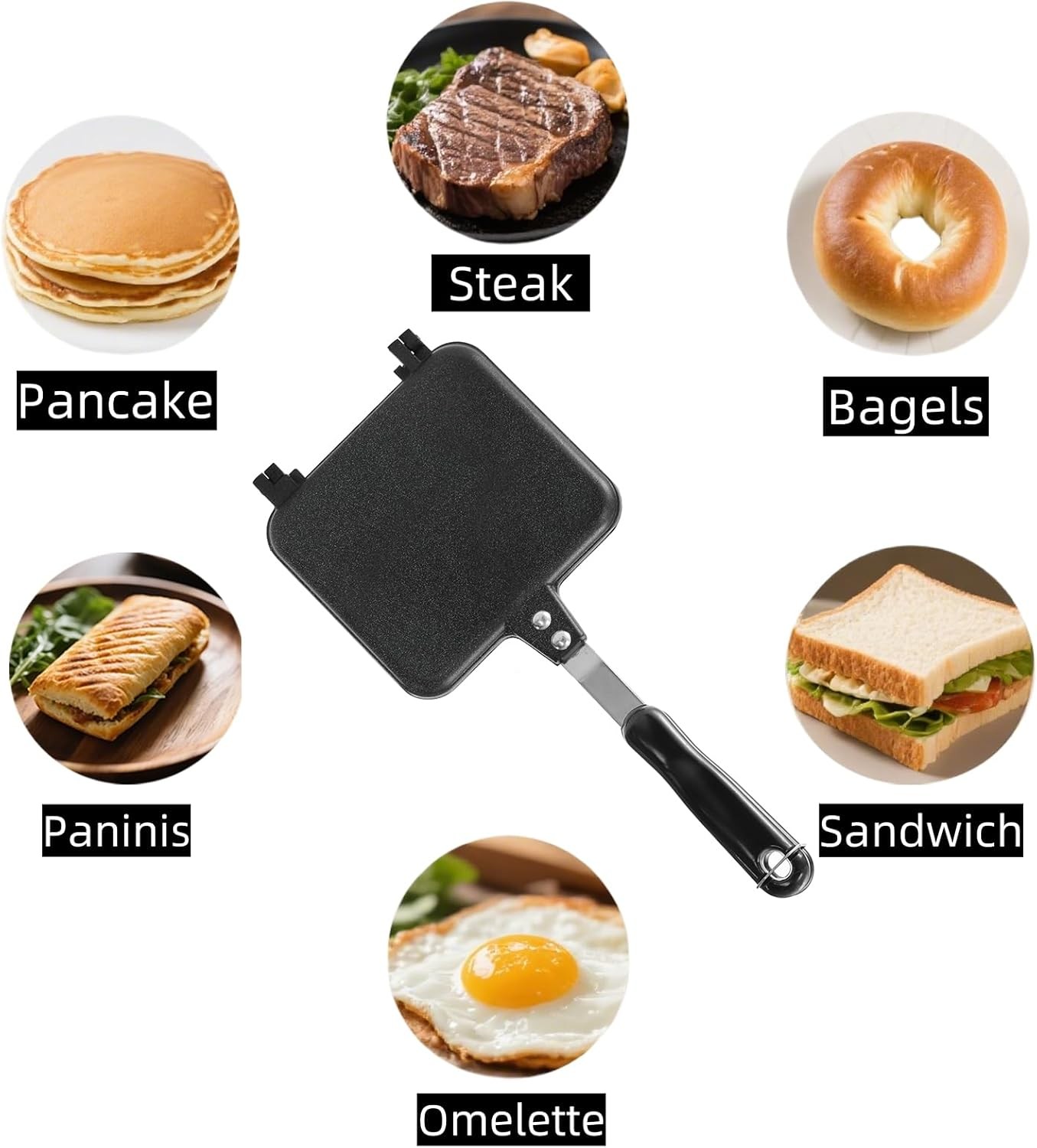 Hot Sandwich Maker Non-Stick Double Sided Grill Pan Stovetop Campfire Toy