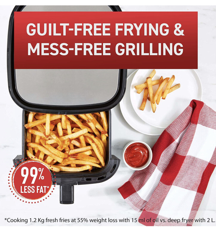 BRAND NEW T-fal Air Fryer & Grill Combo Digital, 2-in-1, 4.4 Qrt, Black