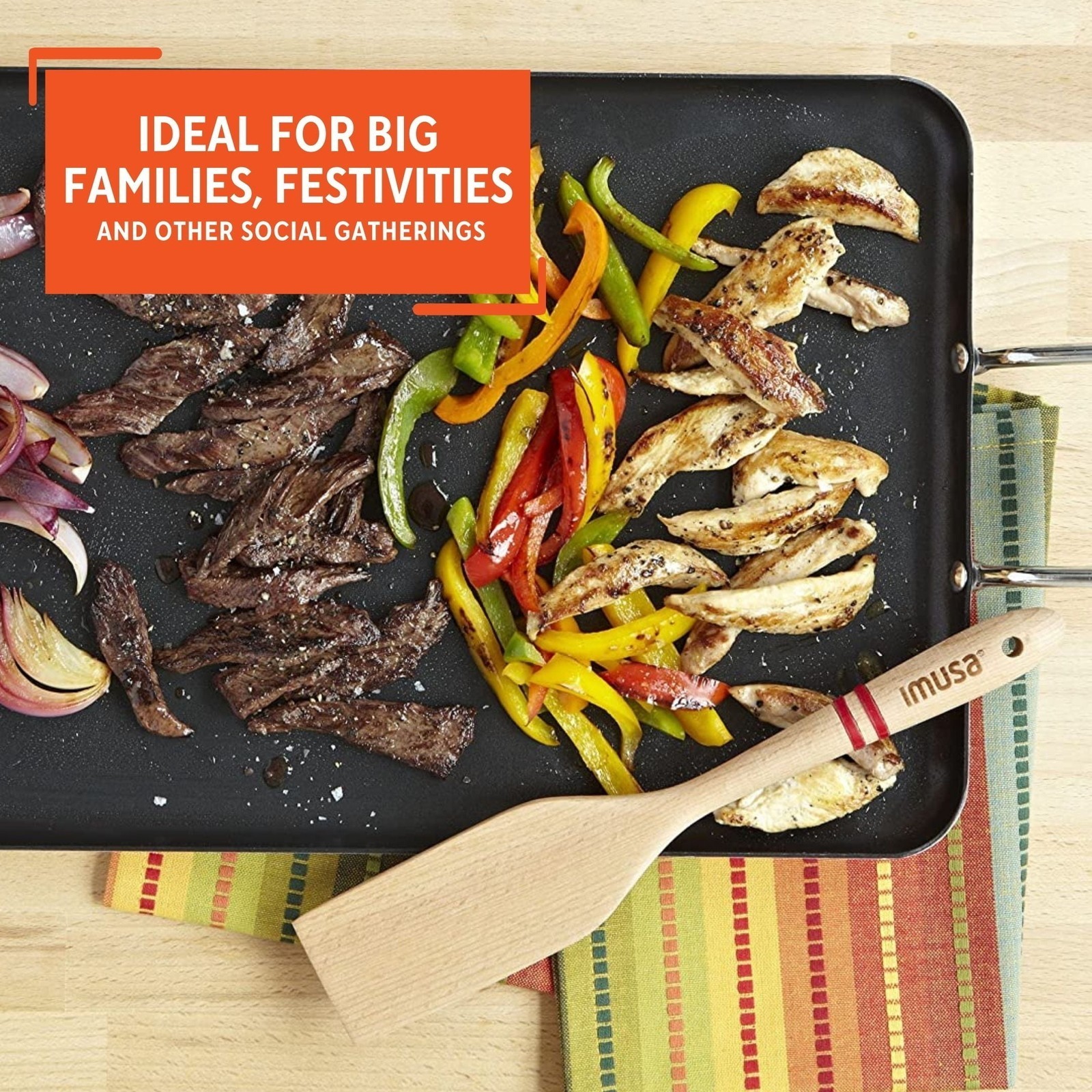 20″ x 12″ Nonstick Double Burner Griddle w/Metal Handles for Kitchen Black US