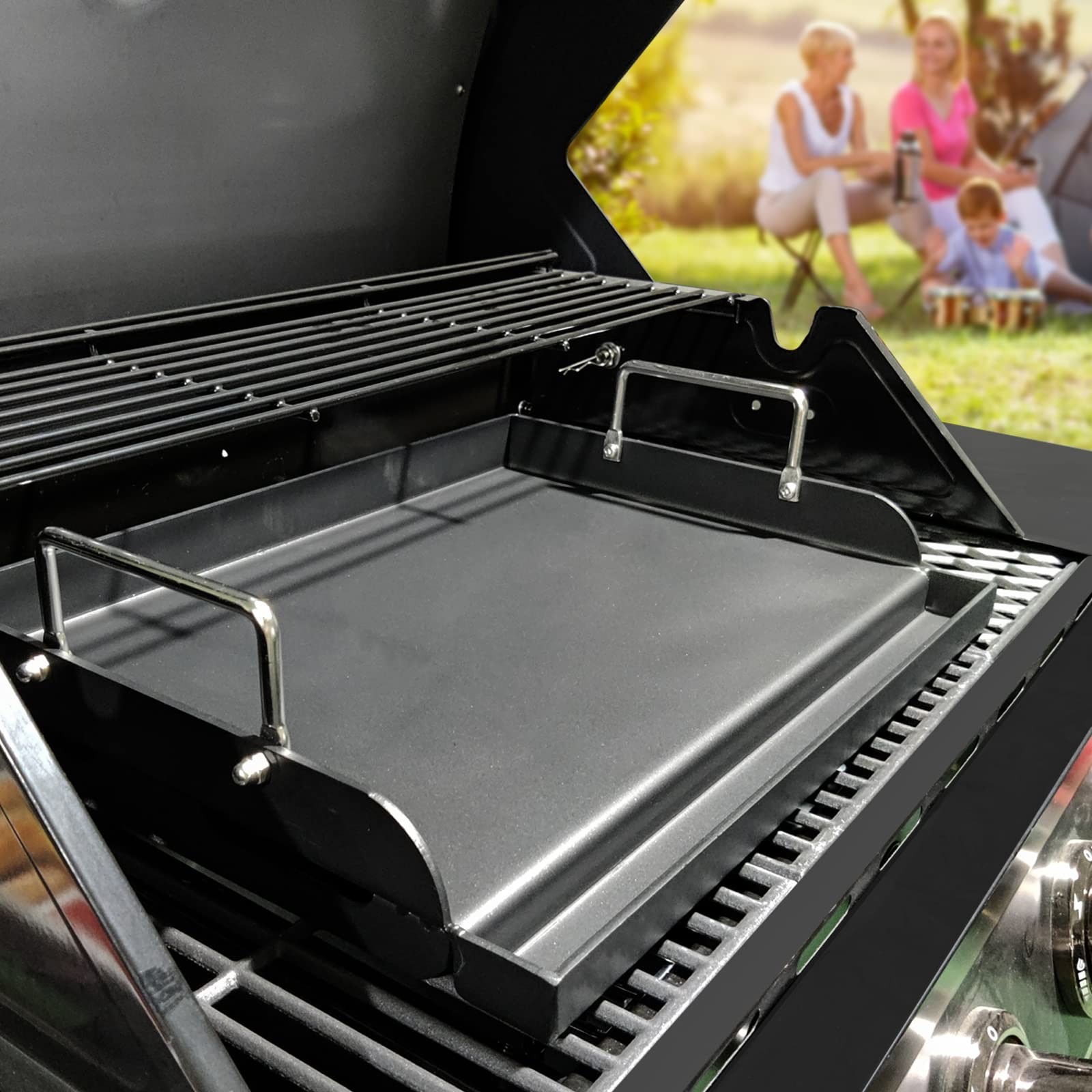 Nonstick Griddle for Gas Grill, Cast Iron Griddle for Outdoor Gas