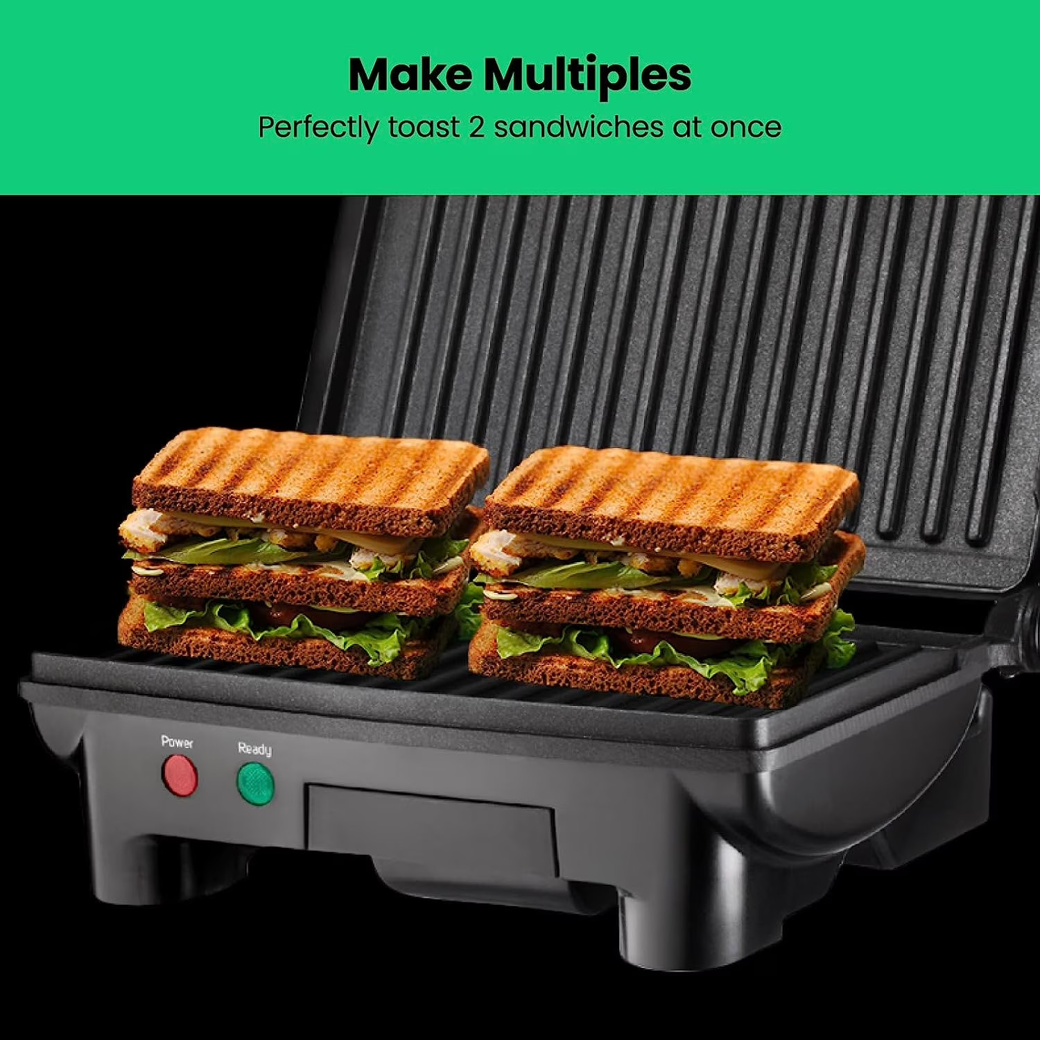 Chefman 3-in-1 Panini Press & Grill 2-Slice Non-Stick Opens Flat Stainless