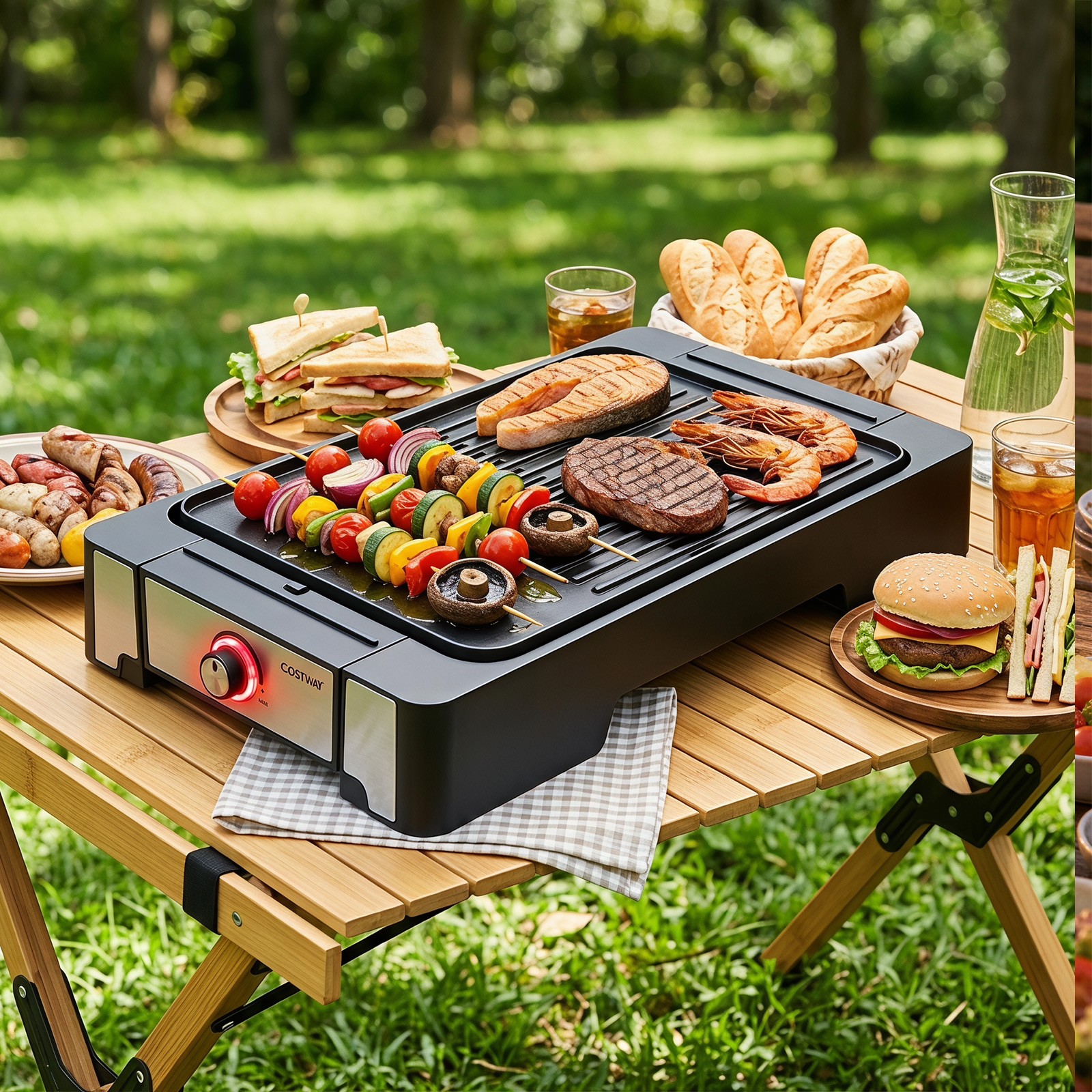 2300W Indoor Grill & Griddle with Nonstick Die Cast Aluminum Cooking Surface