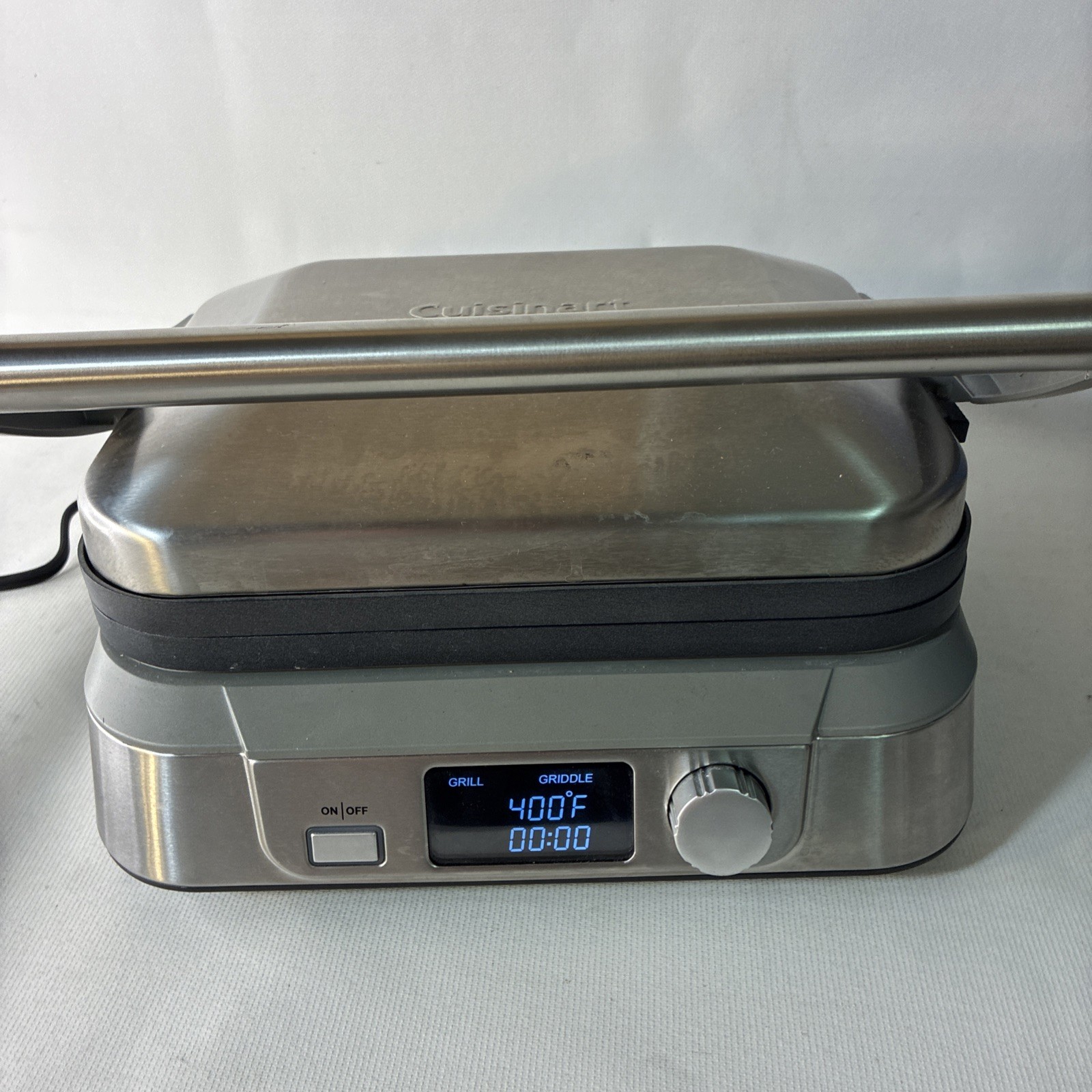 Cuisinart GR-5B Griddler Five Stainless Steel Panini Press Grill LCD Tested Work