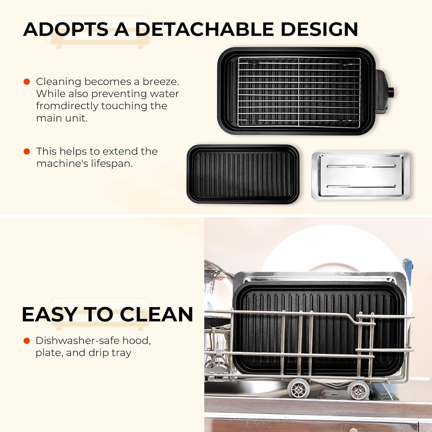 2-in-1 Electric Indoor Smokerless Grill with Non-Stick Plate & Raclette Pans