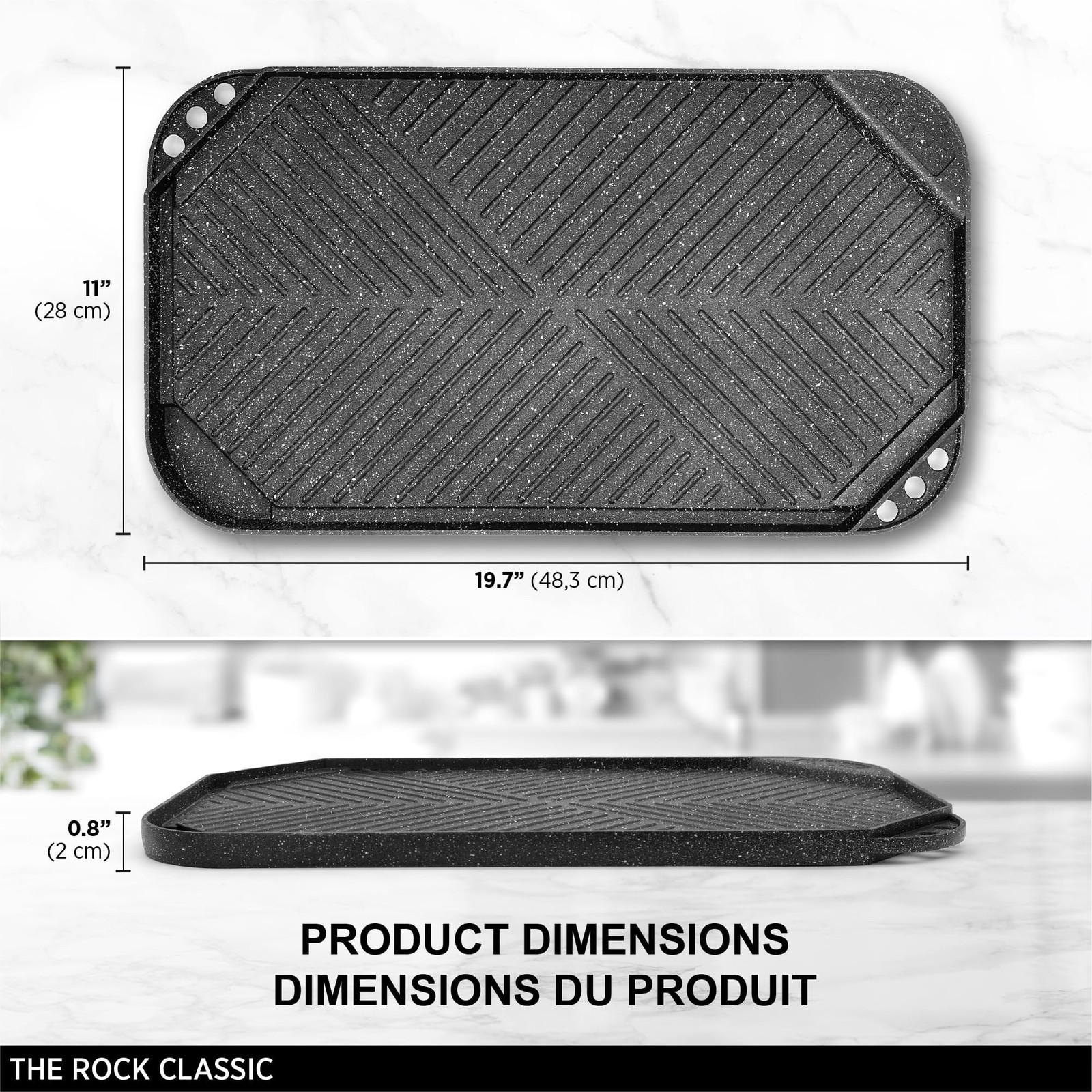 Starfrit The Rock 19.7 X 11 50X28Cm Non-Stick Reversible Grill Griddle –