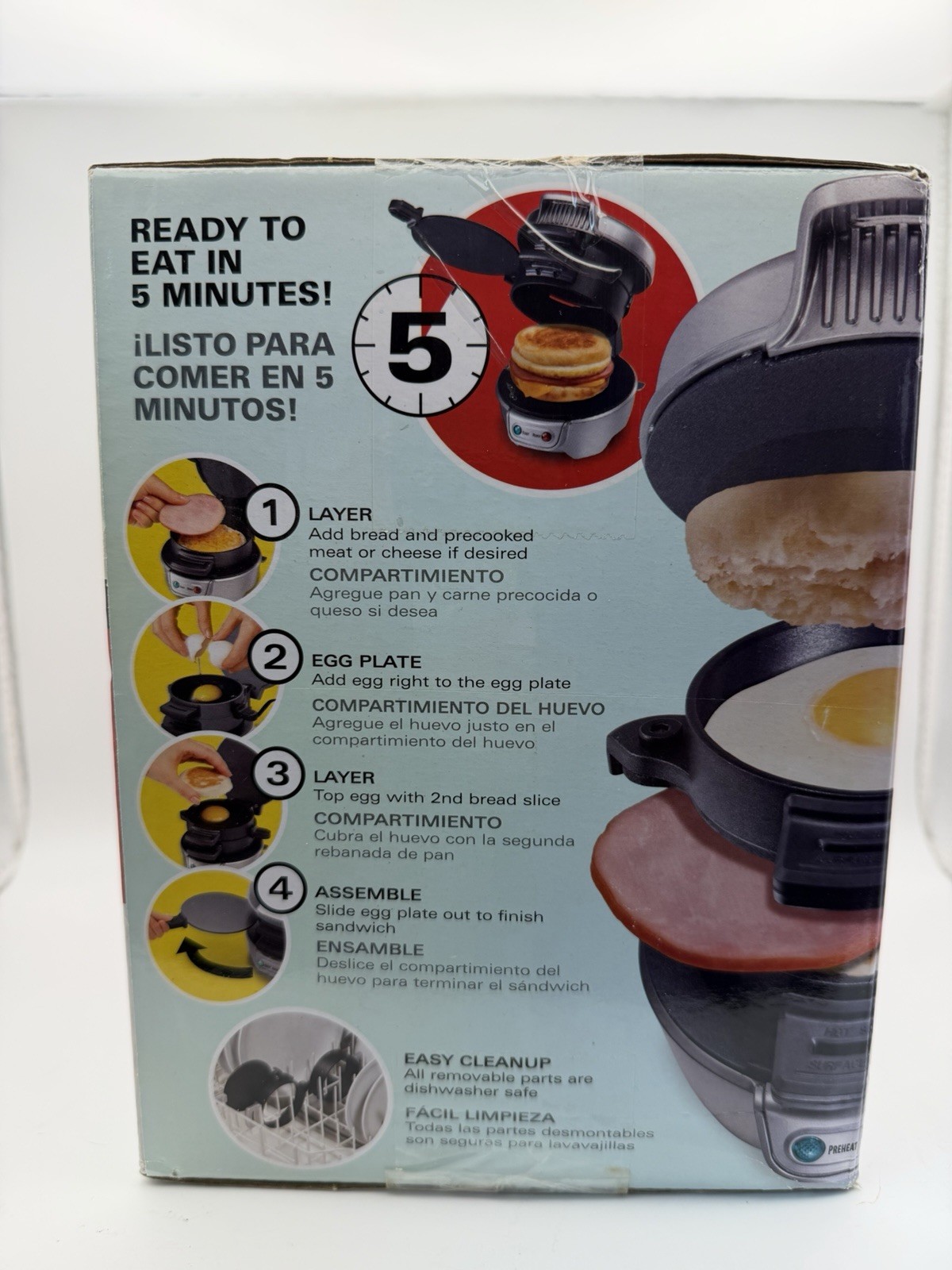 NIB Sealed Hamilton Beach 25475 Breakfast Sandwich Maker – Silver