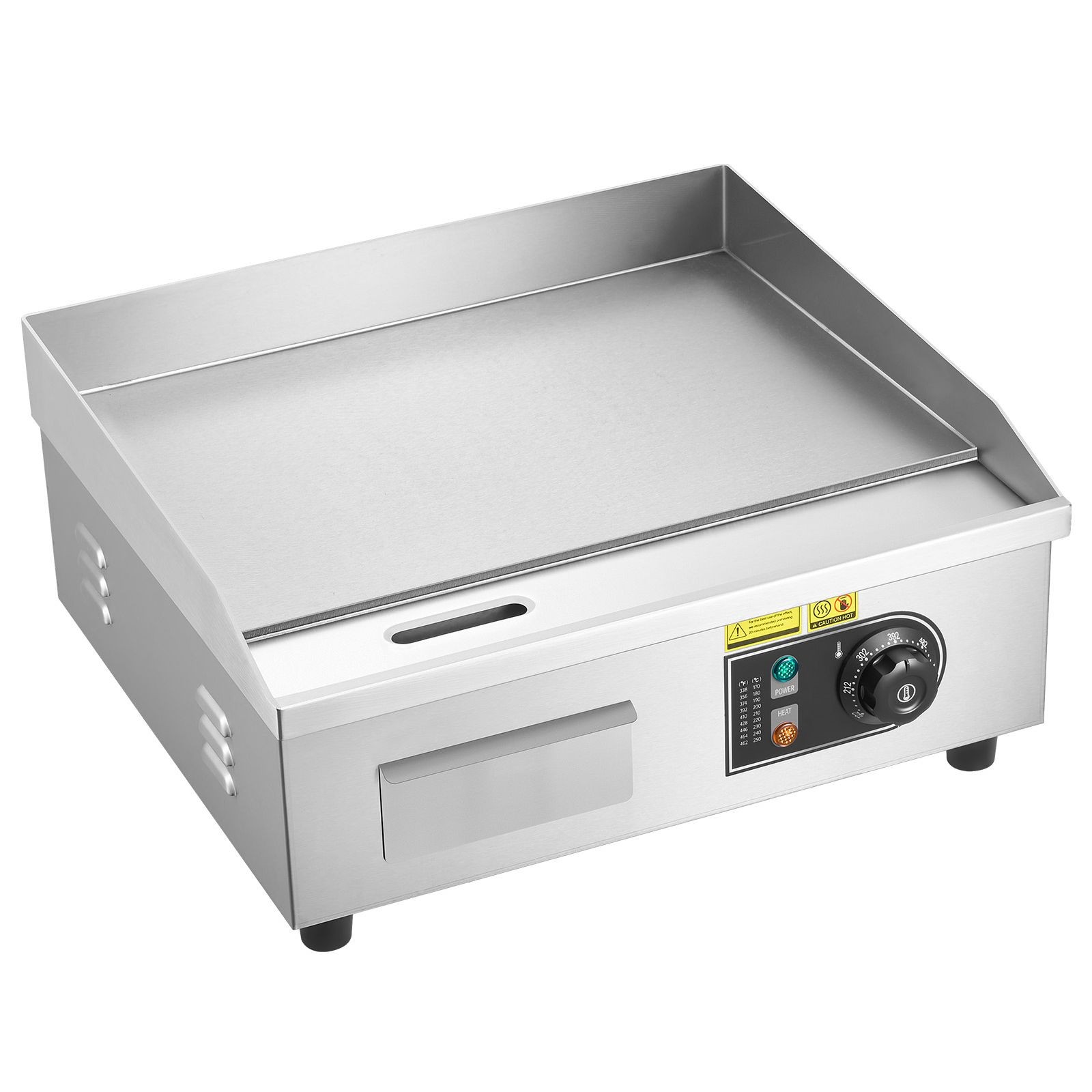 Commercial Electric Griddle, 17.7 x 11.8 in, 1750W, Adjustable Temp, Stainless