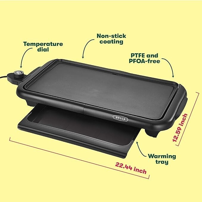 Electric Griddle Smokeless Indoor Grill with Warming Tray Nonstick Surface NEW