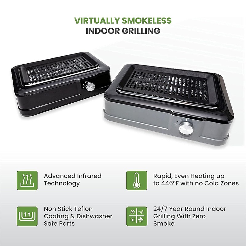 Electric Indoor outdoor Barbecue Grill Smokeless Hot Plate BBQ Griddle Tabletop