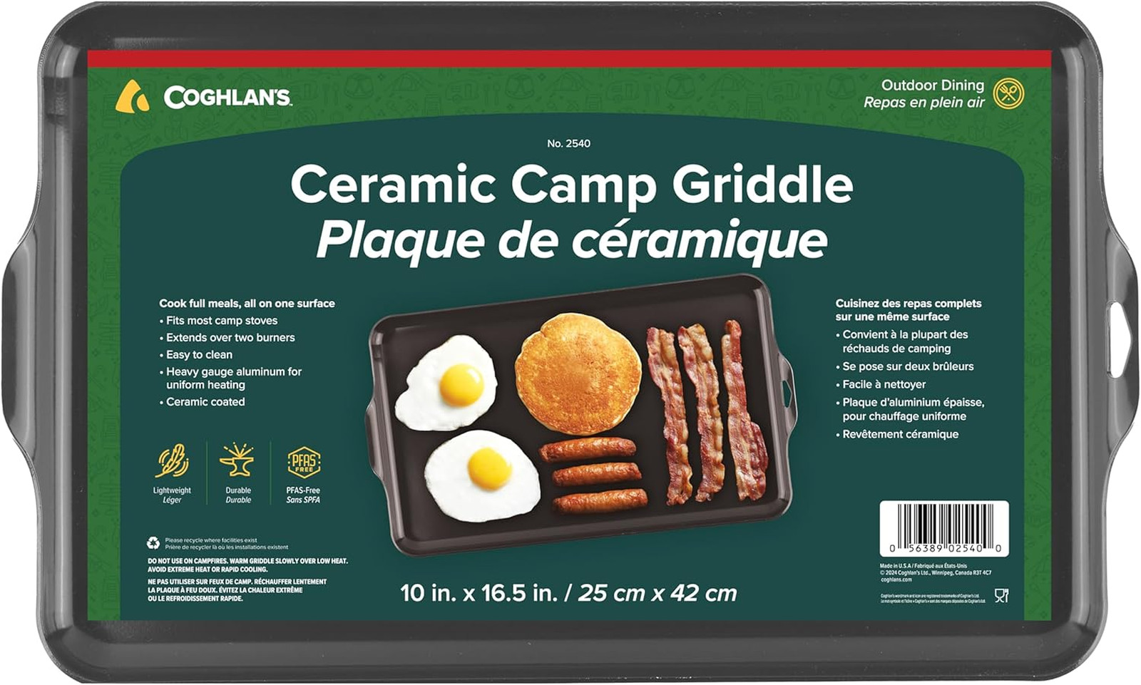 Camping Griddle Lightweight Aluminum 16.5 x 10 inches Non-Stick Ceramic Coating