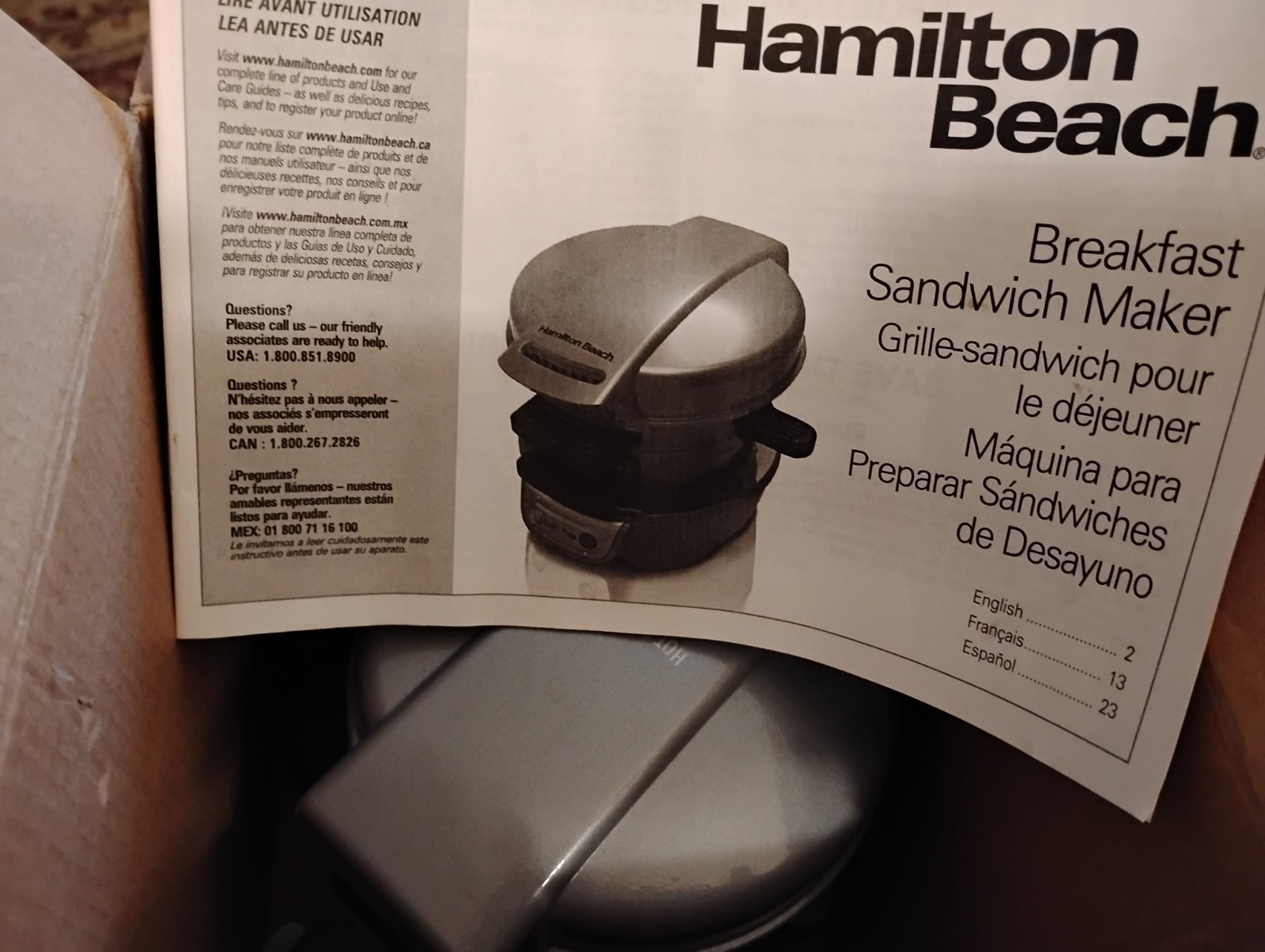 Hamilton Beach Breakfast Sandwich Maker 25475. Complete. Electric none stick