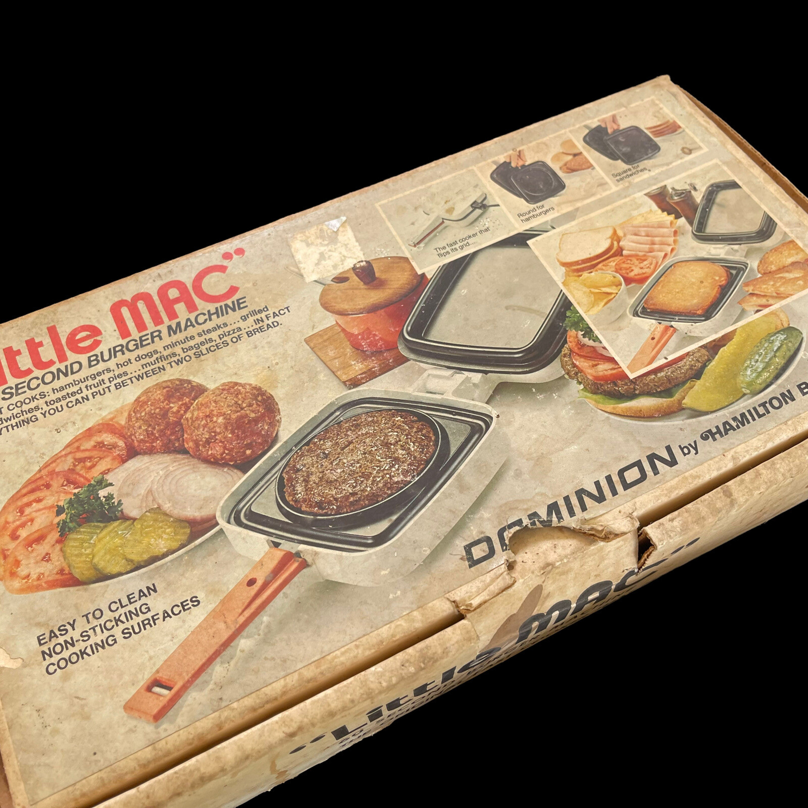 VIntage NIB Hamilton Beach “LITTLE MAC” 60 Second Burger Machine WHITE