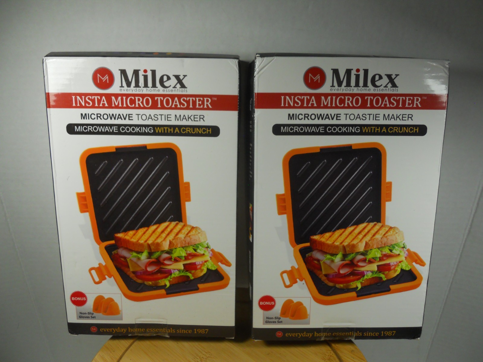 lot 2 never used Milex Insta Micro Toaster Microwave Toastie Maker blue and red