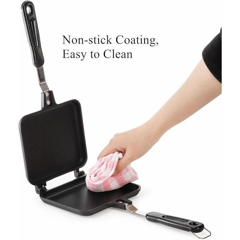 Hot Sandwich Maker Non Stick Frying Pan Double Sided Stovetop Grill Press New