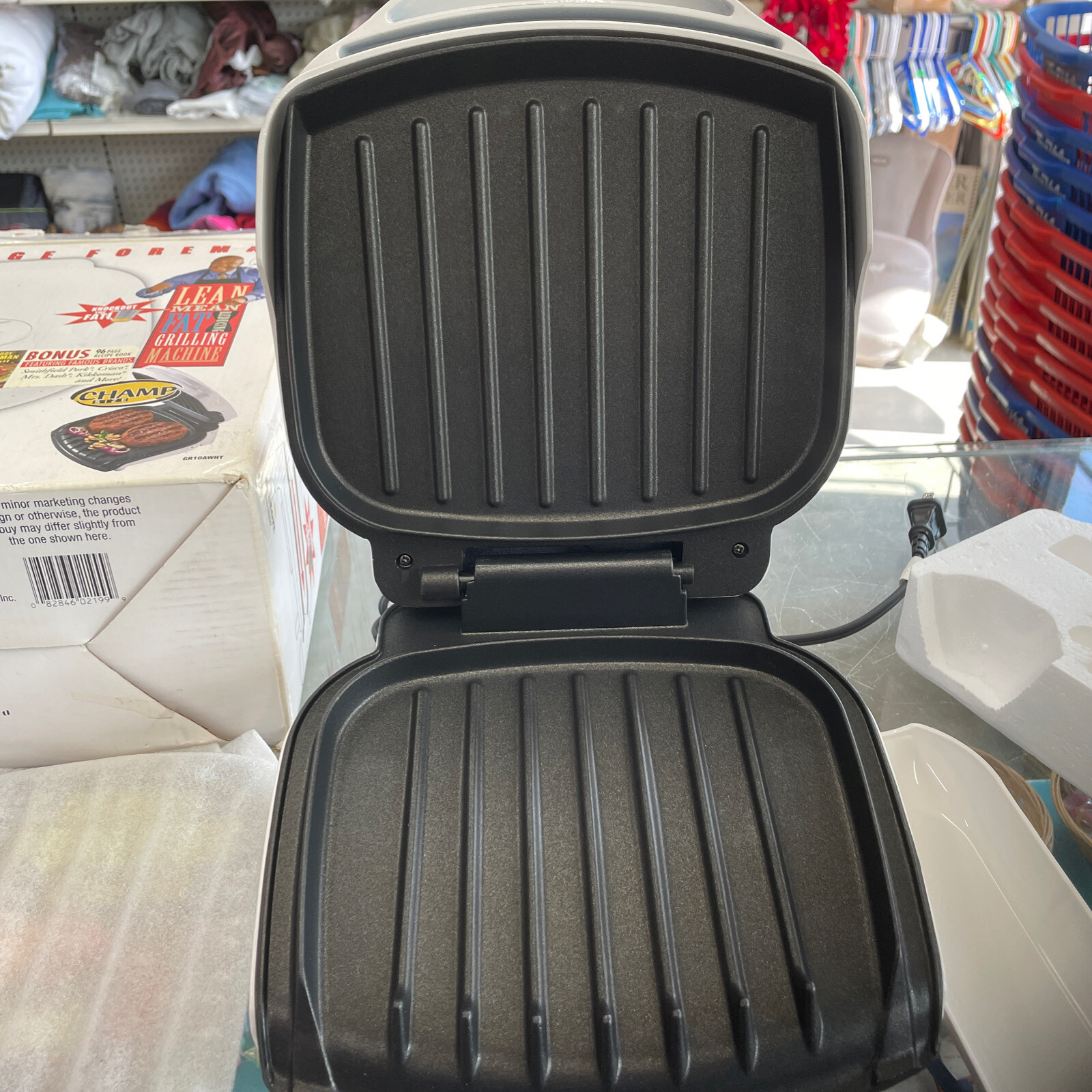 George Foreman GR10ABW Champ Grill with Bun Warmer – White P-012