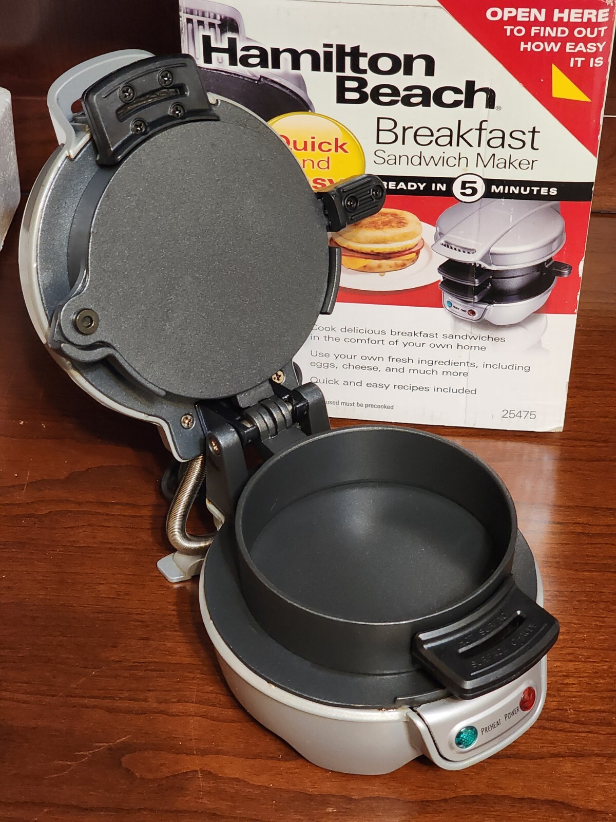 Hamilton Beach Breakfast Sandwich Maker 25475 Silver – EUC – THE ORIGINAL!!!