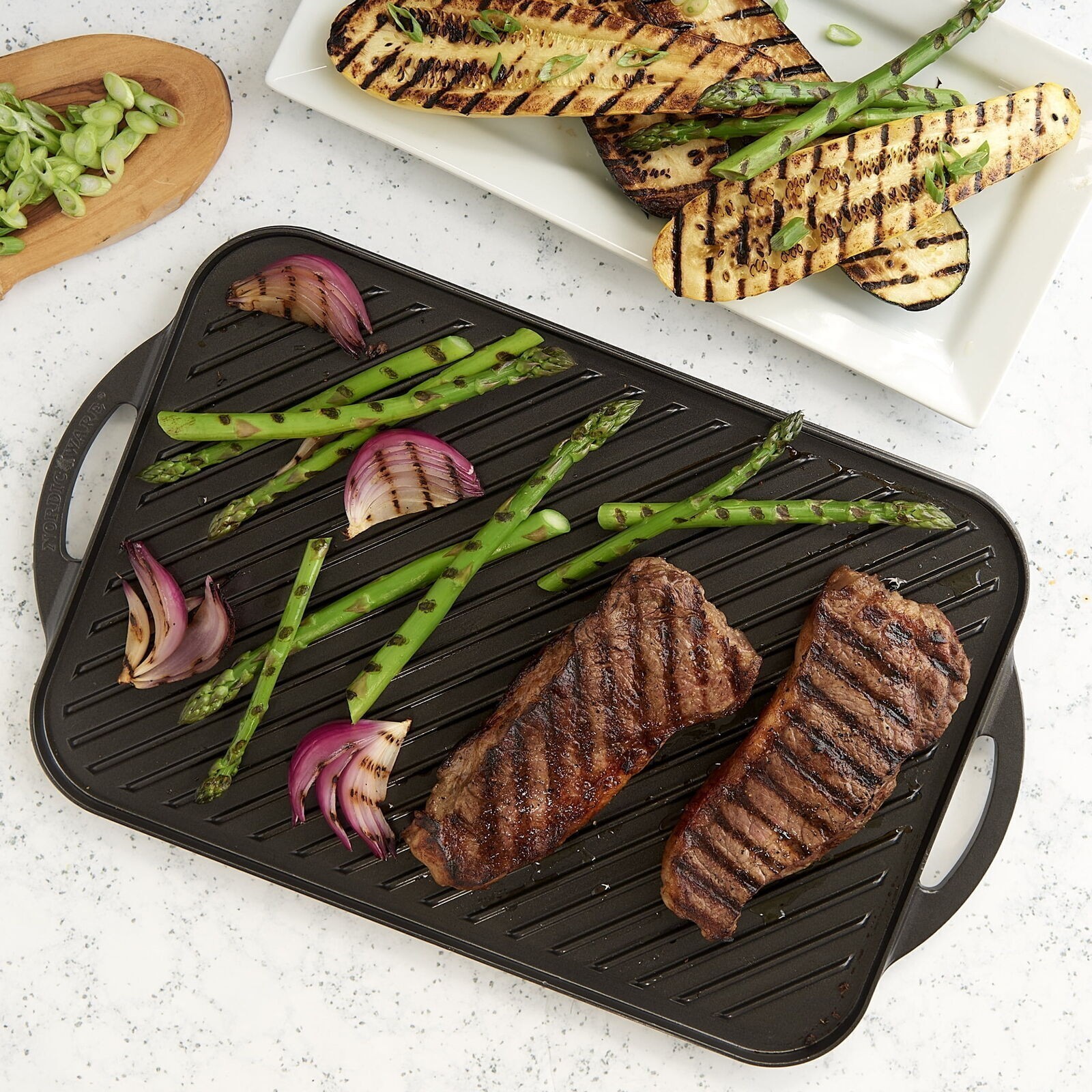 Deluxe Cast Aluminum Reversible Grill Griddle Easy-to-grasp Handles Black
