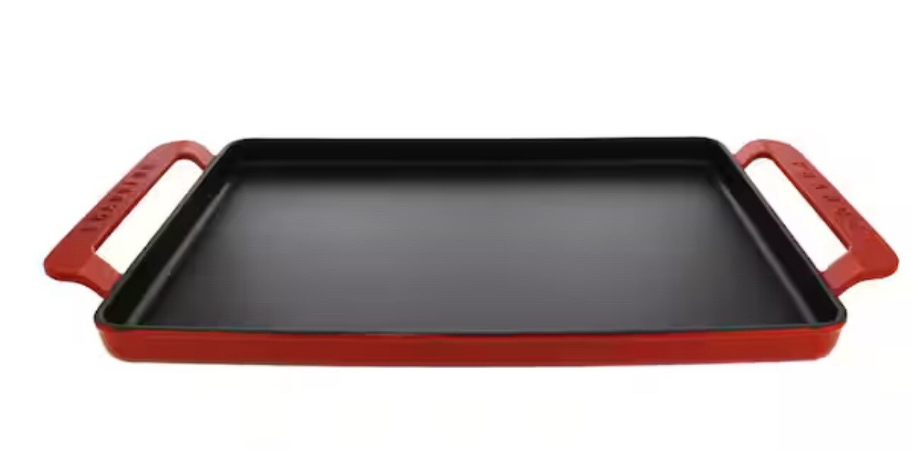 Cast iron griddle rectangularChasseur 16.5″ x 9.75″ in Beautiful Red Heavy Duty