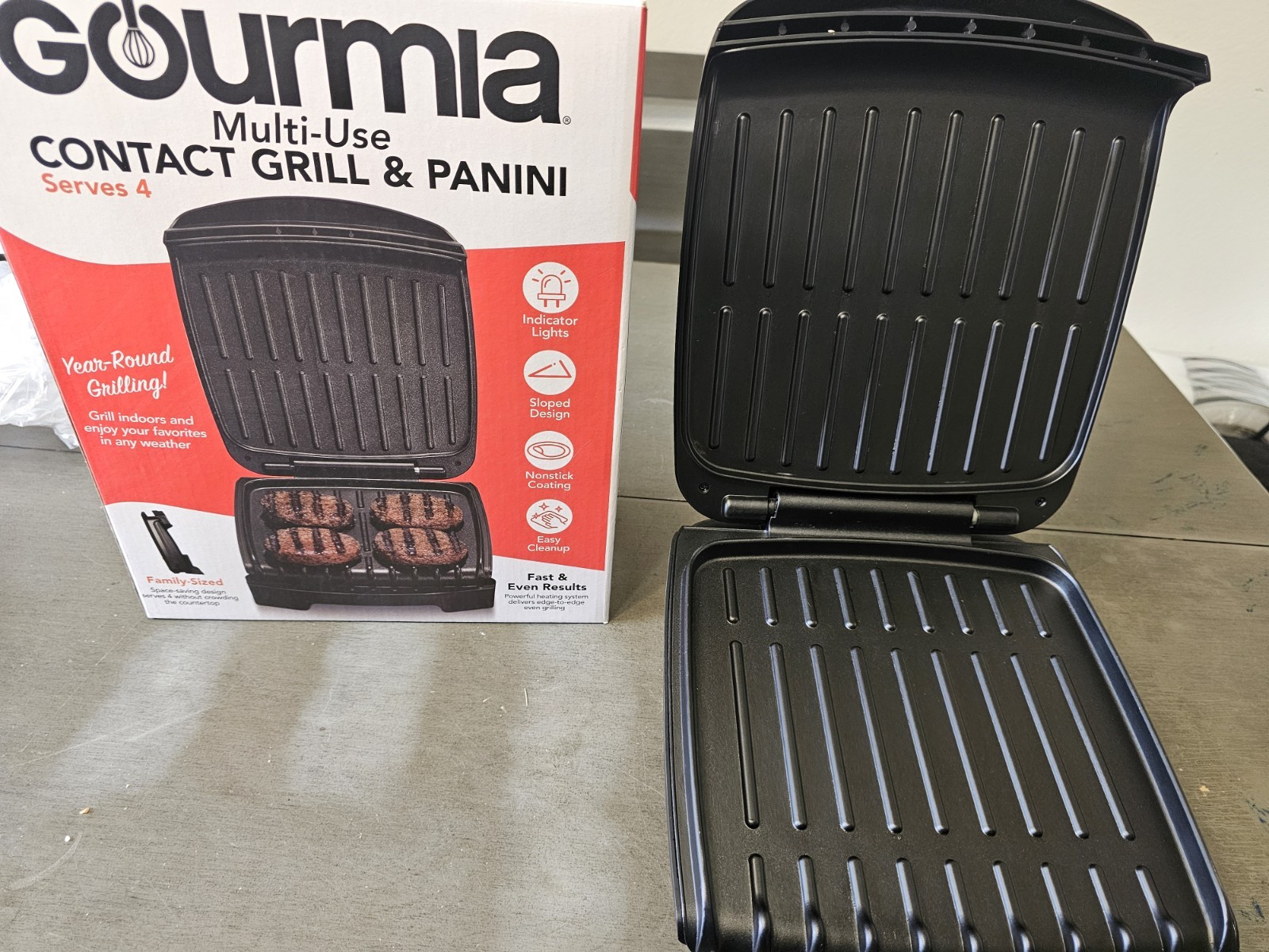 Gourmia 4-Slice Contact Grill and Panini Press