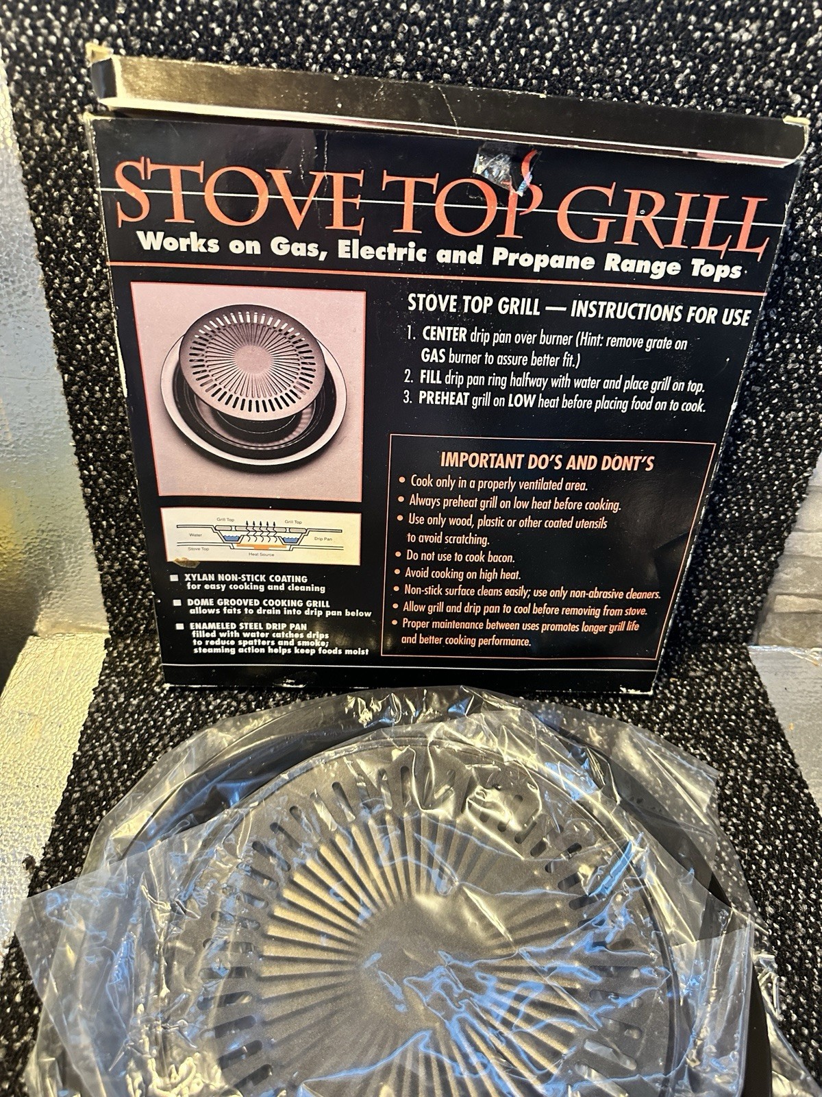 ROYAL CHEF STOVE TOP NON STICK GRILL WORK ON GAS ELECTRIC AND PROPANE RANGE TOP