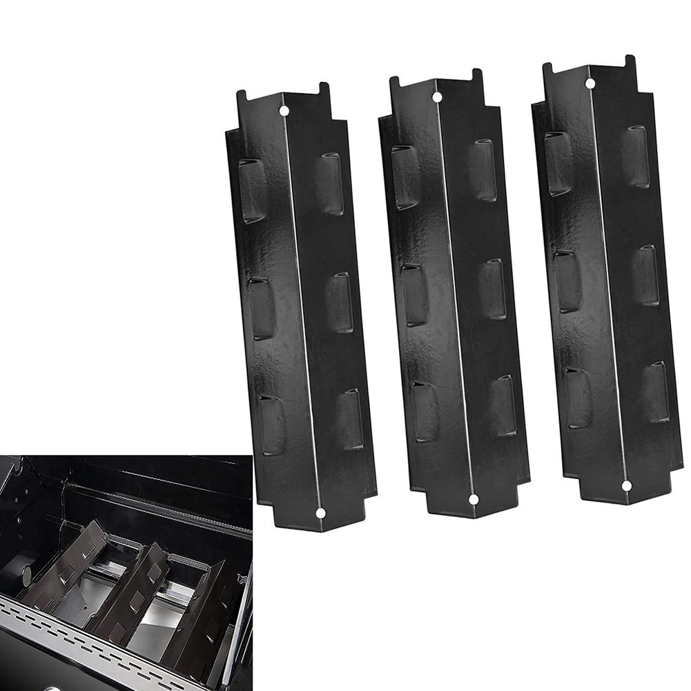 98531 Heat Plate 14.5 x 4.29 in 3 pcs Black Porcelain Steel for Gas Grills