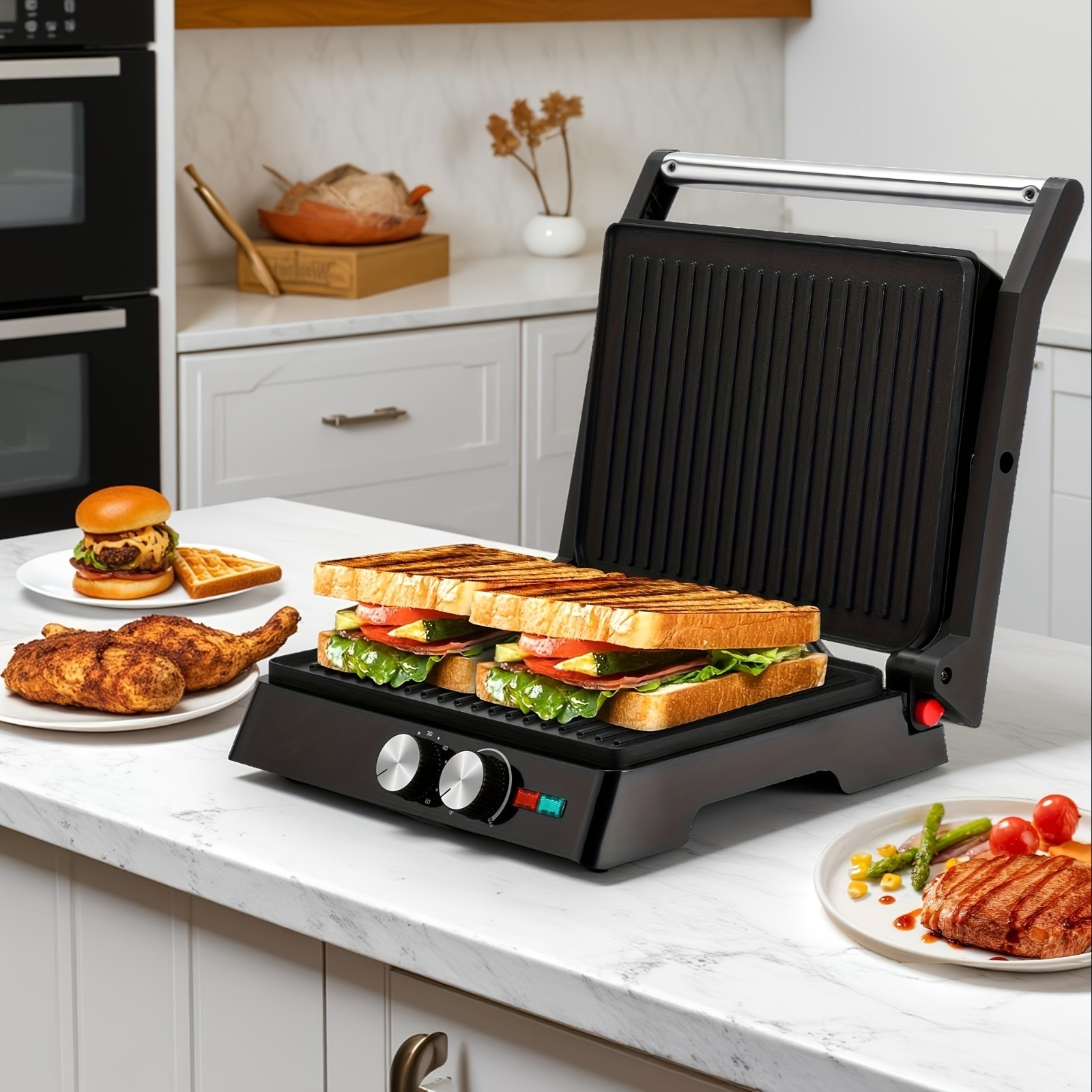 Compact Electric Grill 1500W – Griddle for Sandwiches, Burgers, Steaks & More…