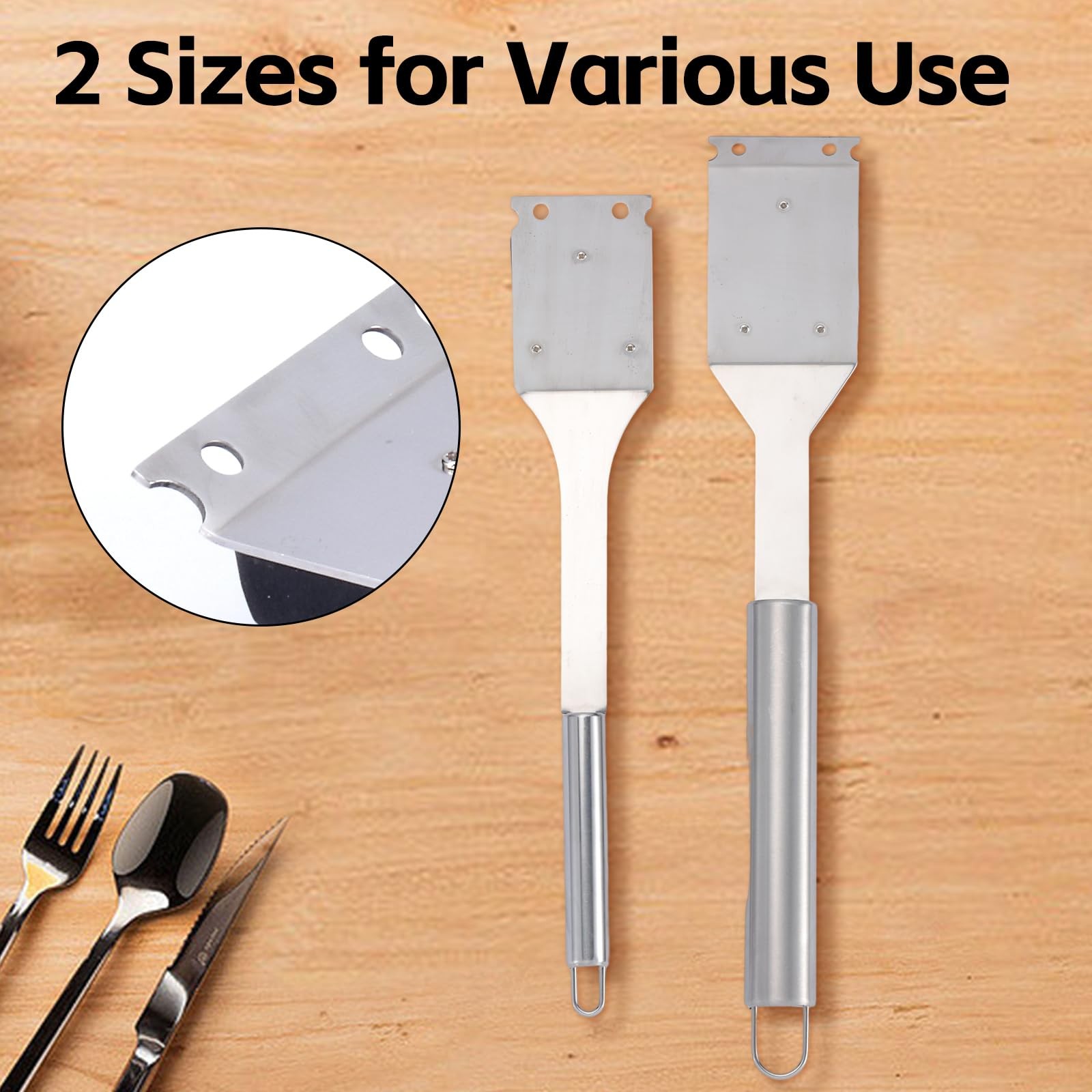 2 Pack Grill Brush and Scraper, 16.5” & 14” Wire BBQ for Silver