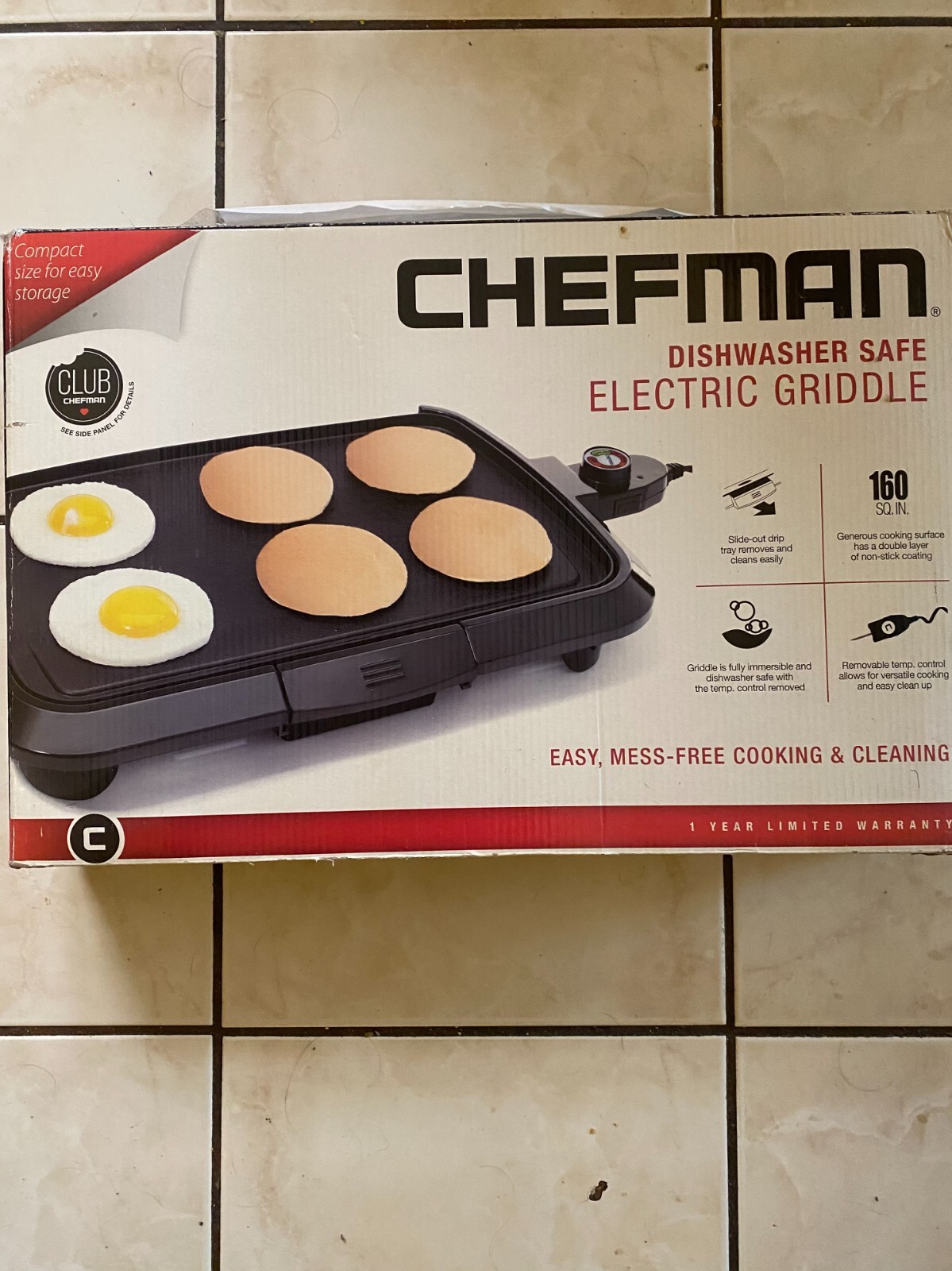 Chefman Dishwasher Safe Electric 160sq.in Surface Griddle (model RJ23-SM)