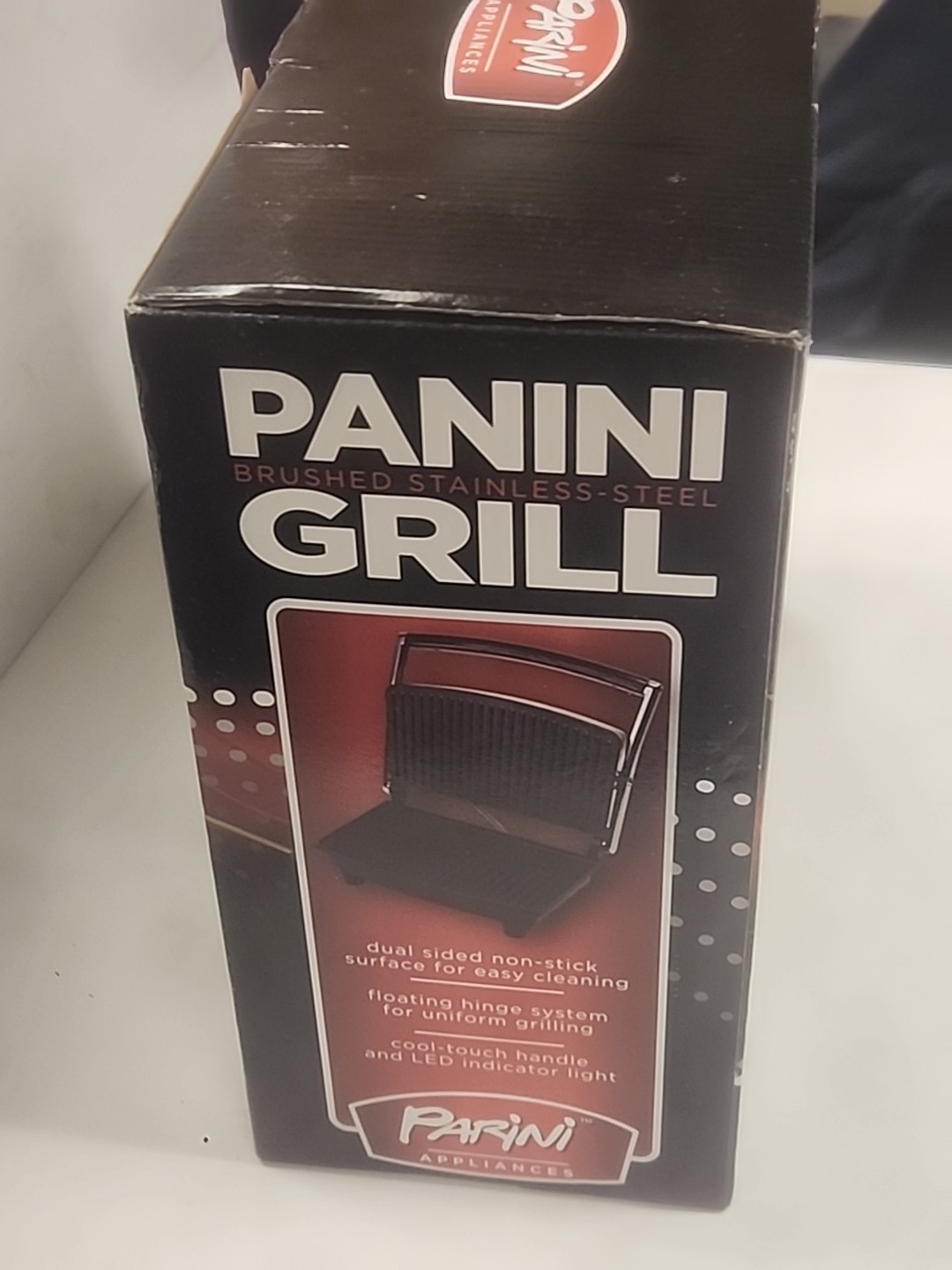 Parini Stainless Steel Panini Grill. Dual Sided Non-Stick Surface.