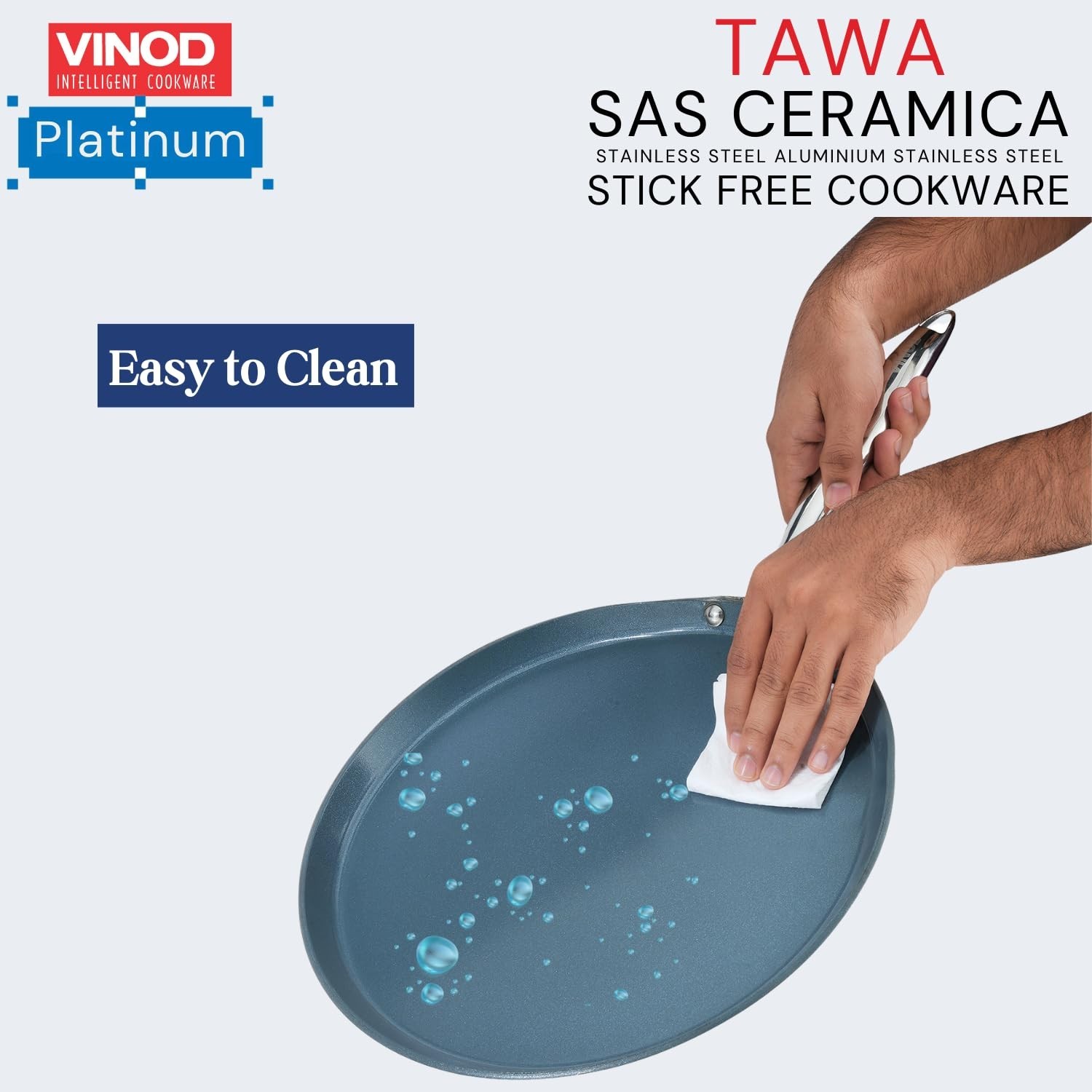 Vinod SAS Ceramic Triply Non Stick Dosa Tawa Induction Gas Metal Safe Pan
