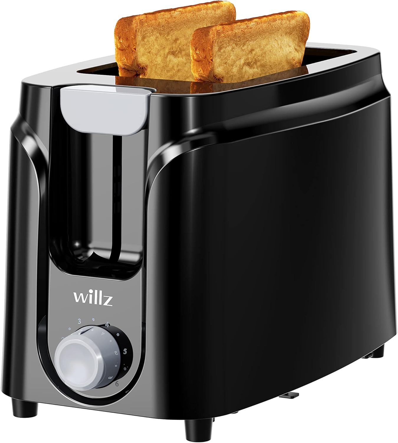 Willz 2-Slice Toaster, Extra Wide Slot with 6 Browning Levels, 2 Slice, Black
