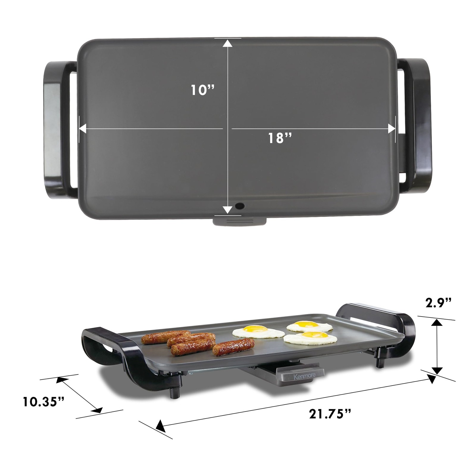 Kenmore Electric Griddle NonStick 1500W 10″x18″ Adjustable Temperature