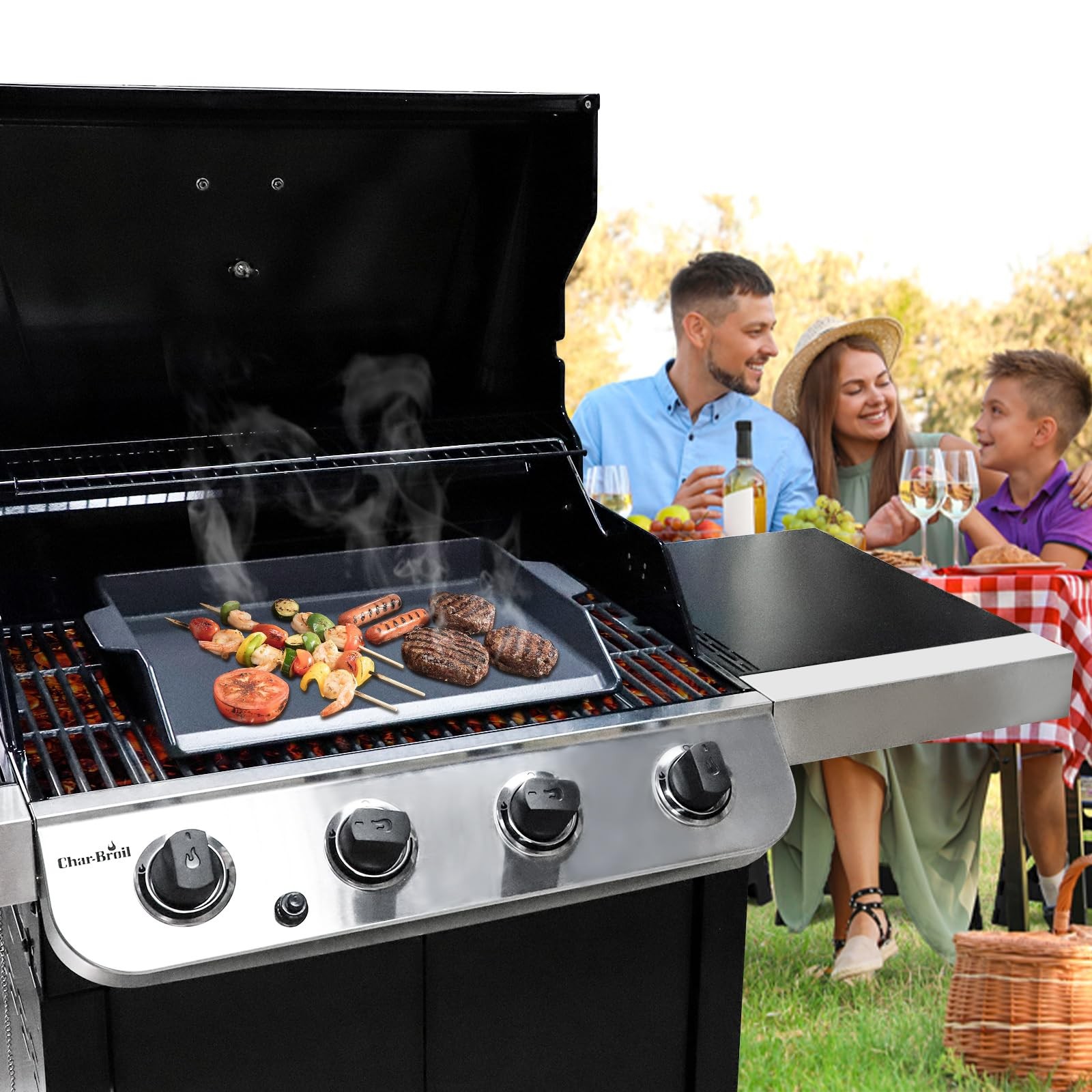 Universal Large Cast Iron Cooking Griddle with Extra High Sidewalls for Gas G…