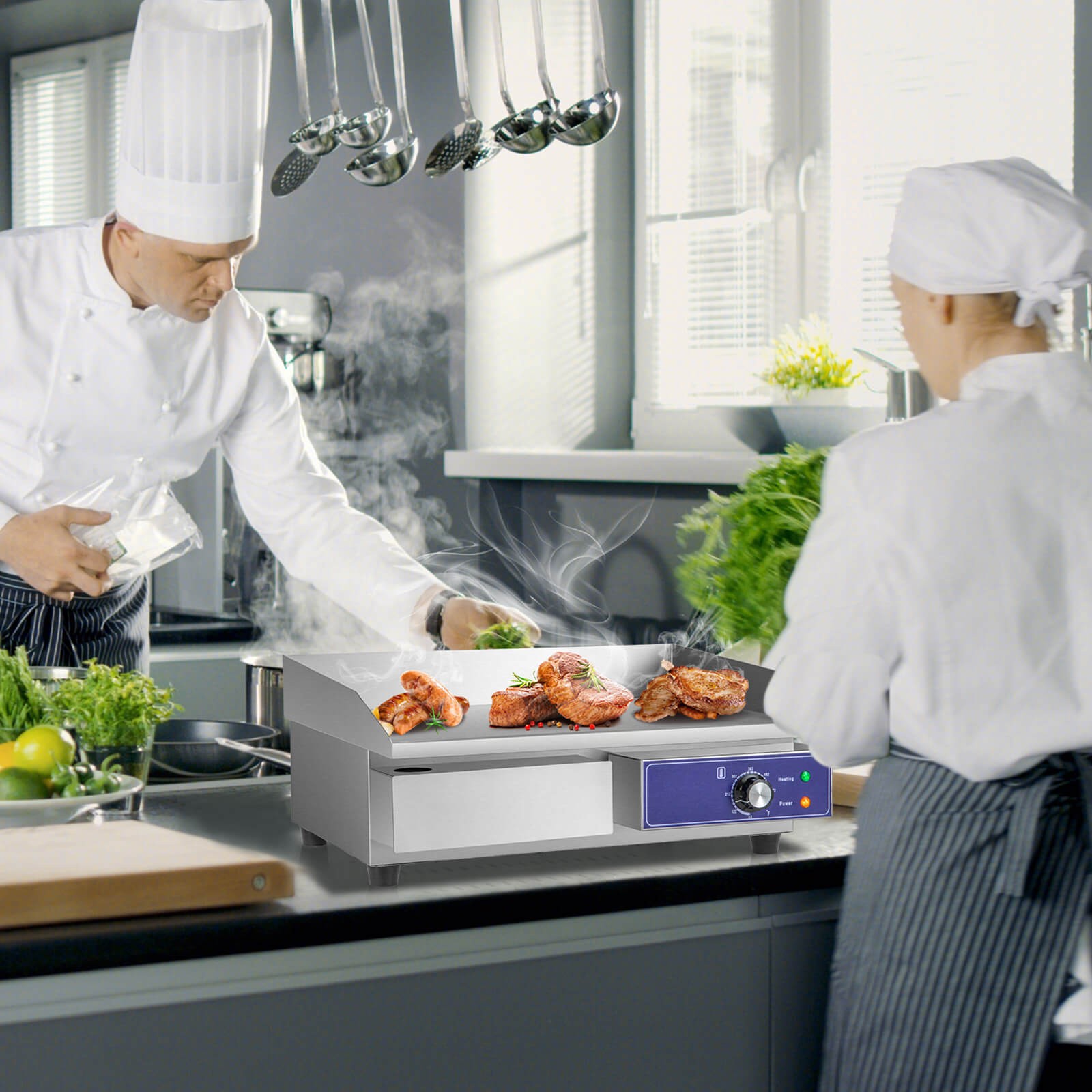 22″ Commercial Electric Griddle Countertop Flat Top 2000W Stainless Steel Grill