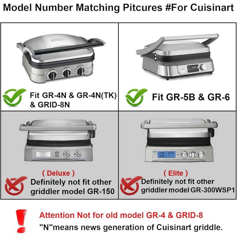 Cuisinart Griddler Nonstick Waffle Plates Set GR-4N GR-5B GR-6 GRID-8N New