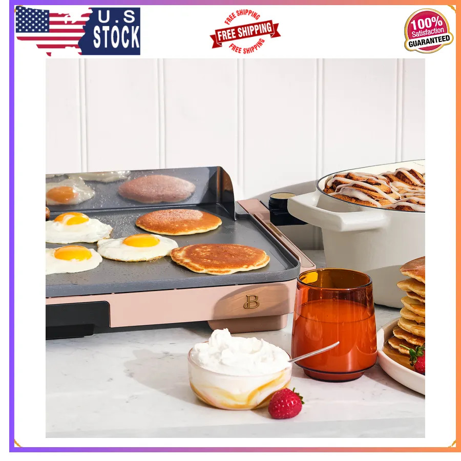 Beautiful Drew Barrymore 12×22 Inch XL Electric Griddle Nonstick Rose Gold
