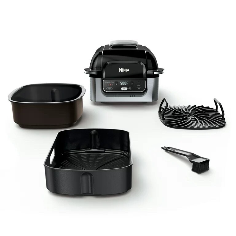 Ninja Foodi 4-in-1 Indoor Grill and 4 quart Air Fryer – Black/Silver (AG300BF)