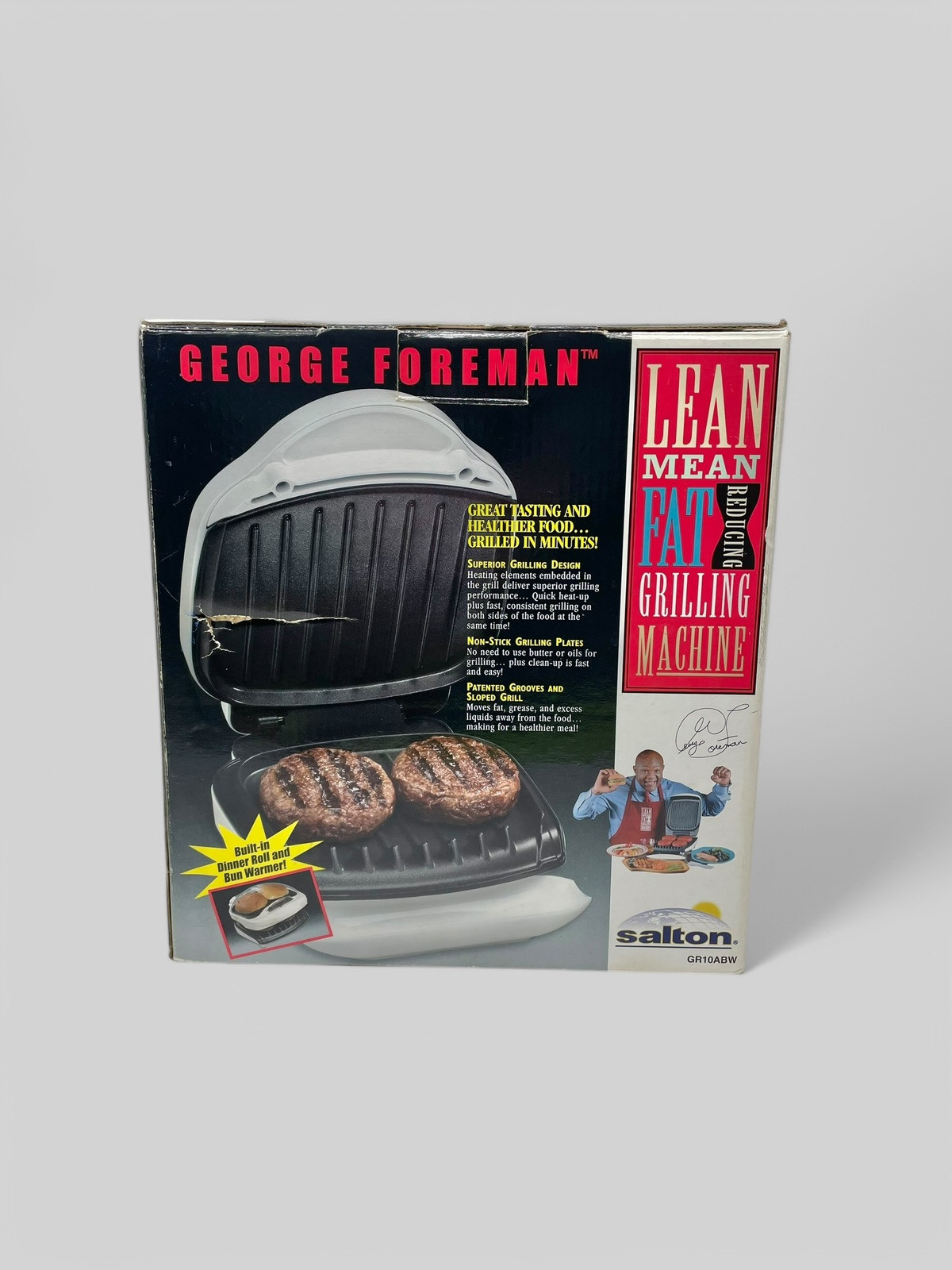 VTG George Foreman Grill White GR10ABW Y2K Retro Kitchen Appliance NOS DEADSTOCK