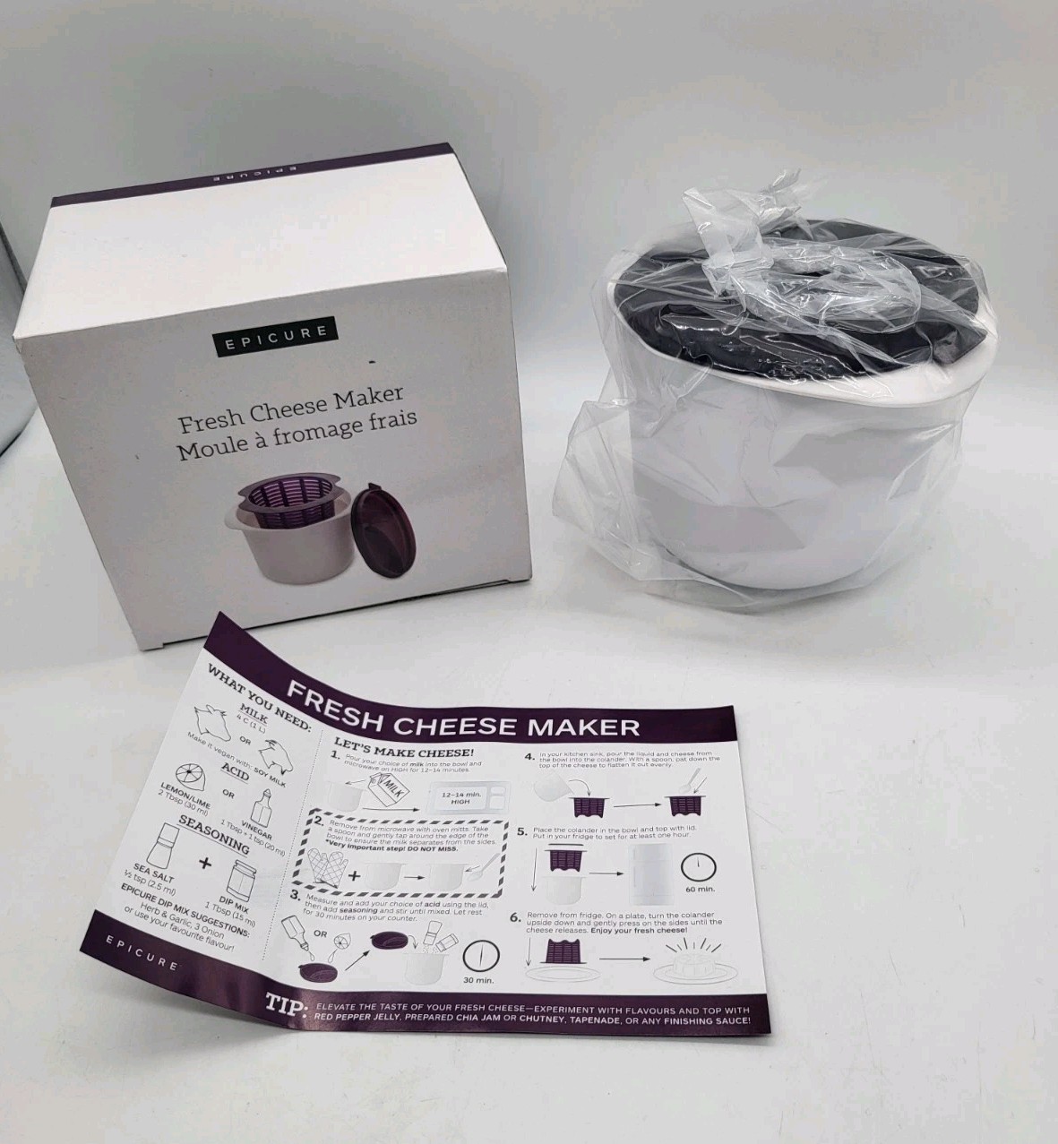 EPICURE Microwave Oven Fresh Cheese Maker Homemade Cheese Kitchen Tool – New